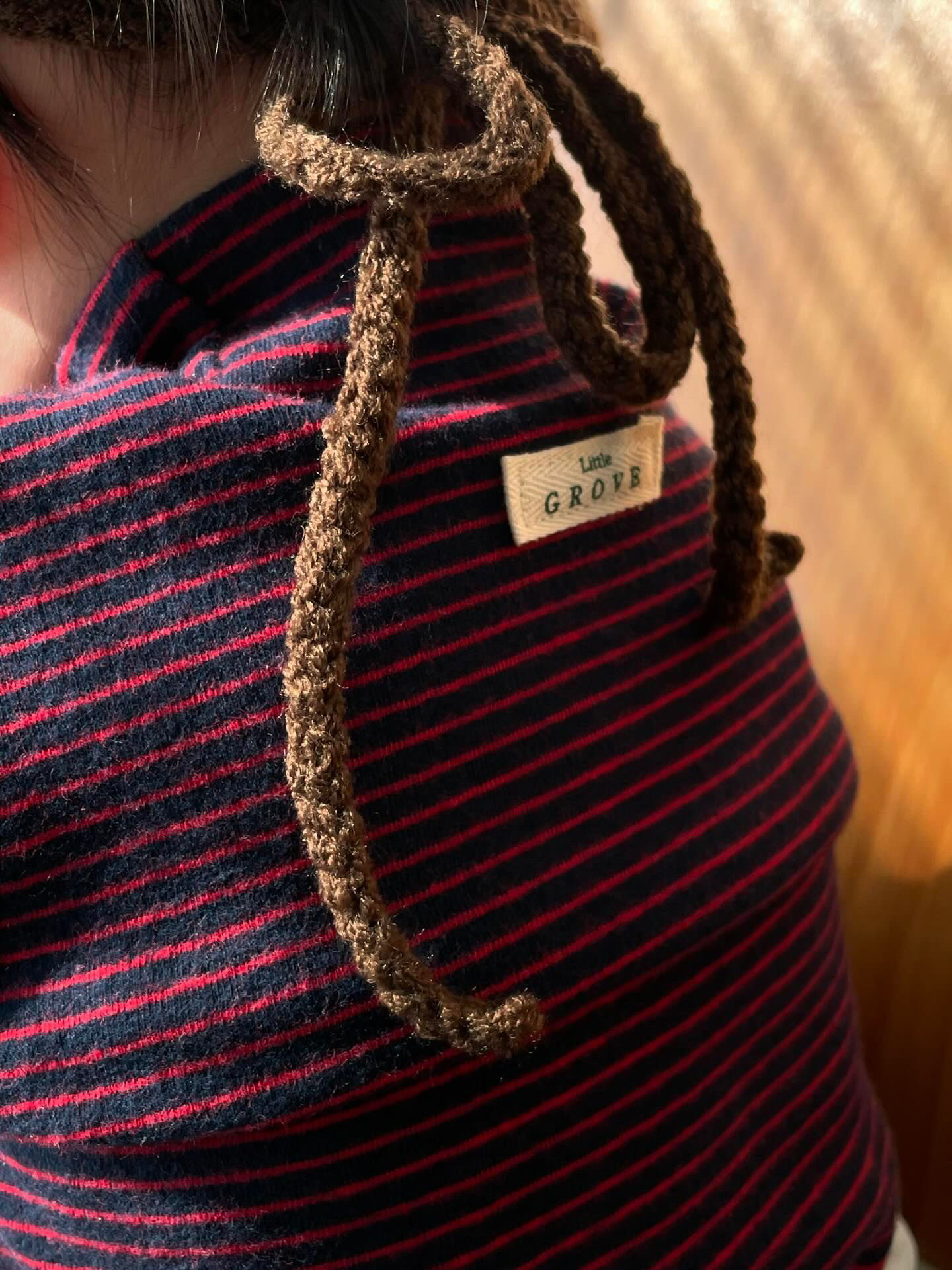 Striped turtleneck tee -navy/red