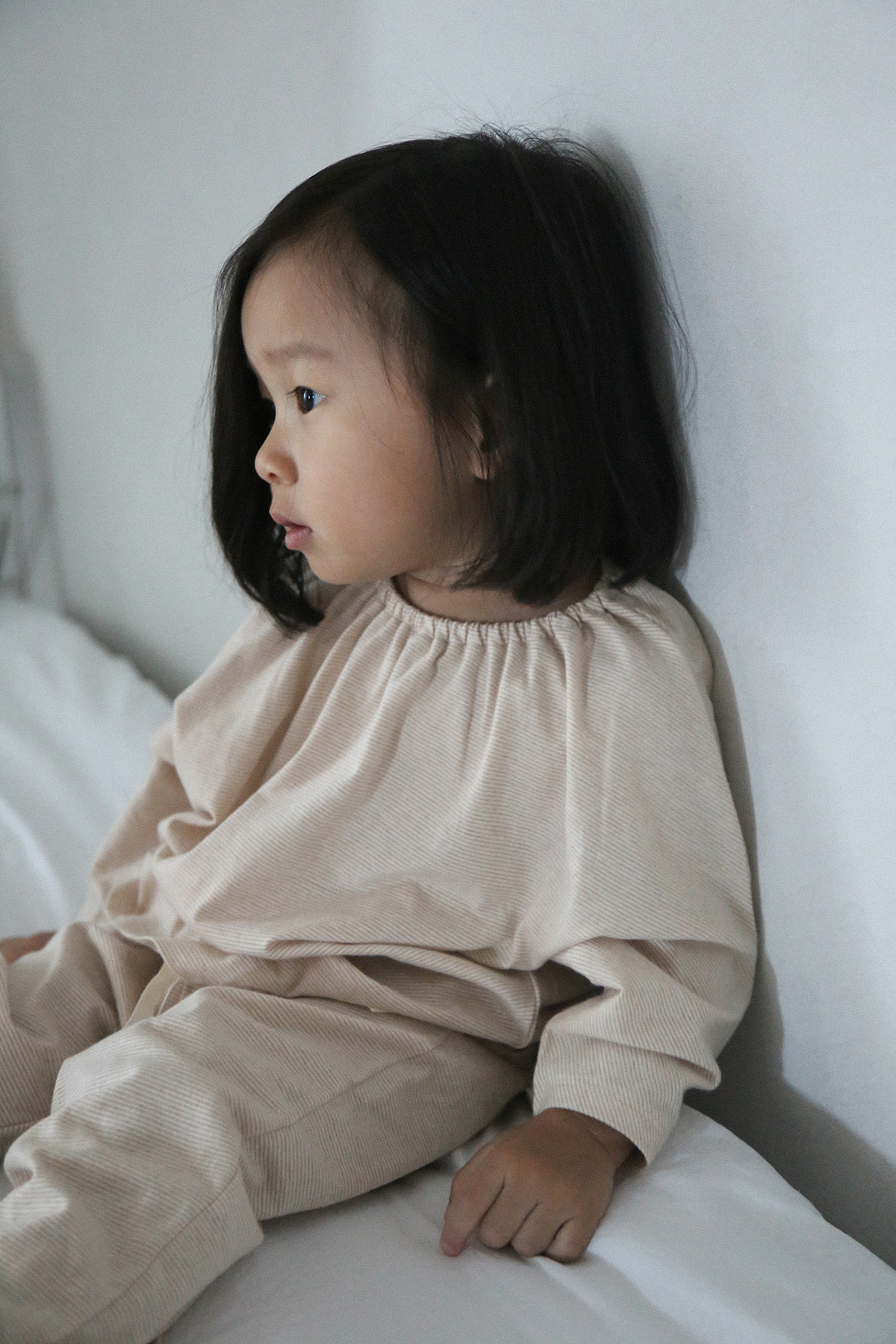 Daisy Shirring set up - Sand stripe