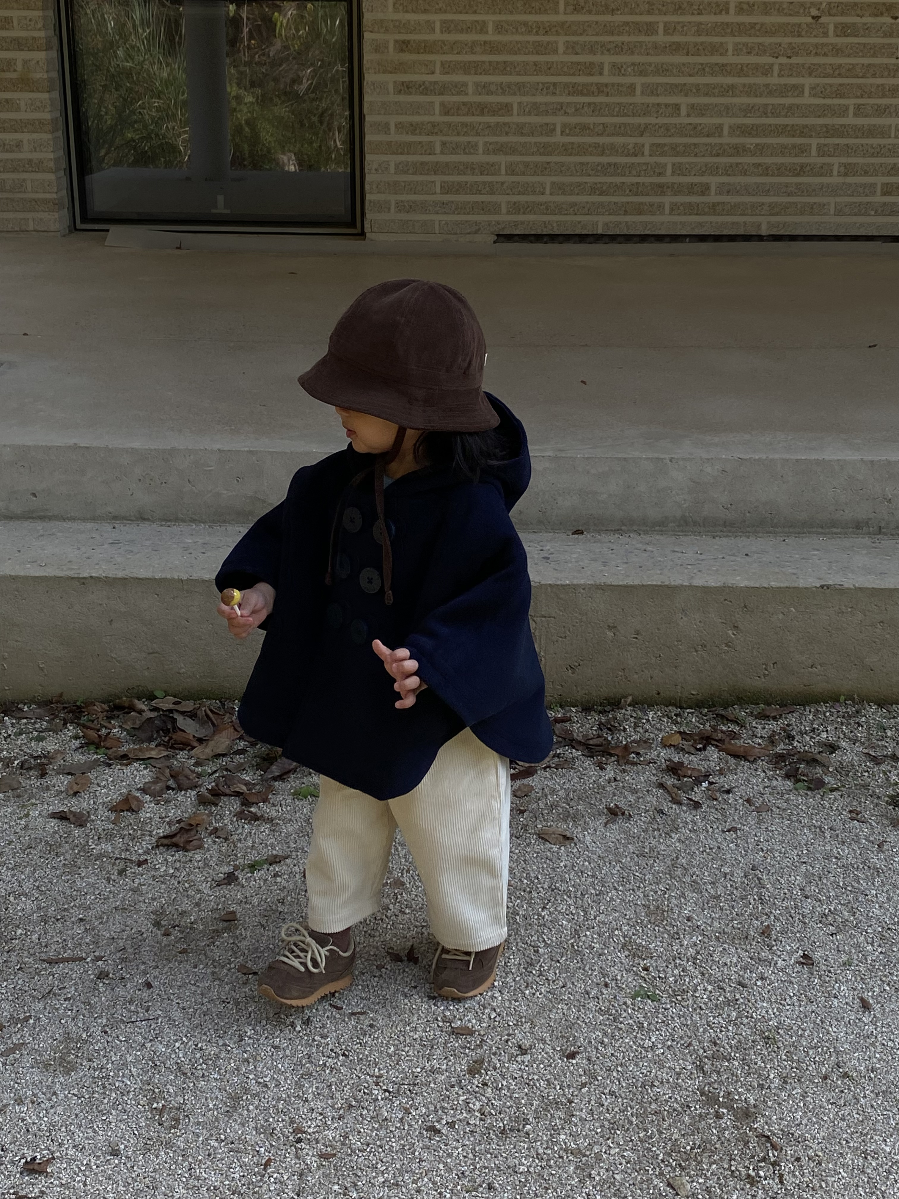 Wool cape coat - navy