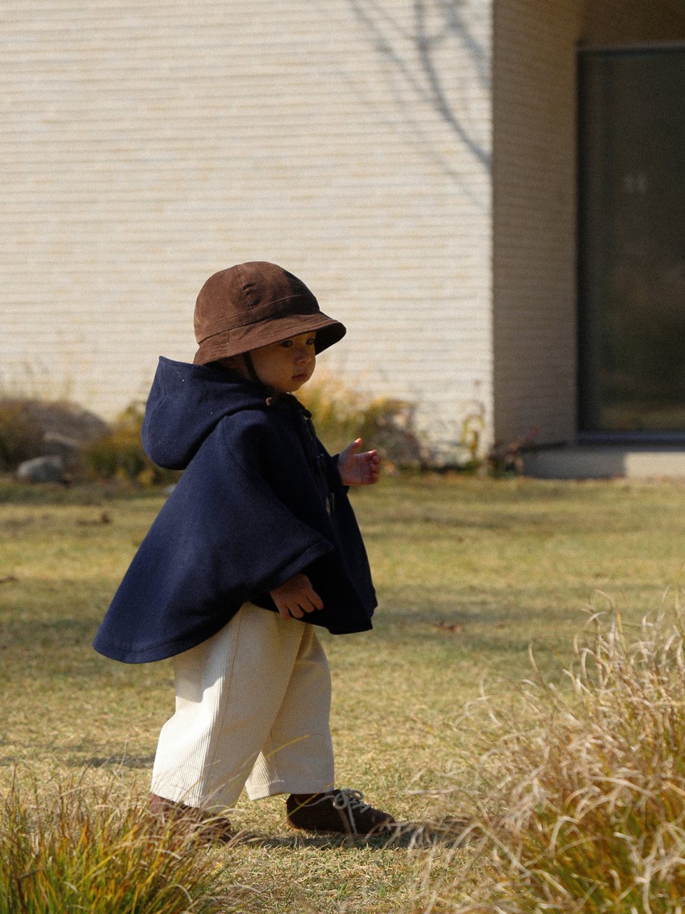 Wool cape coat - navy