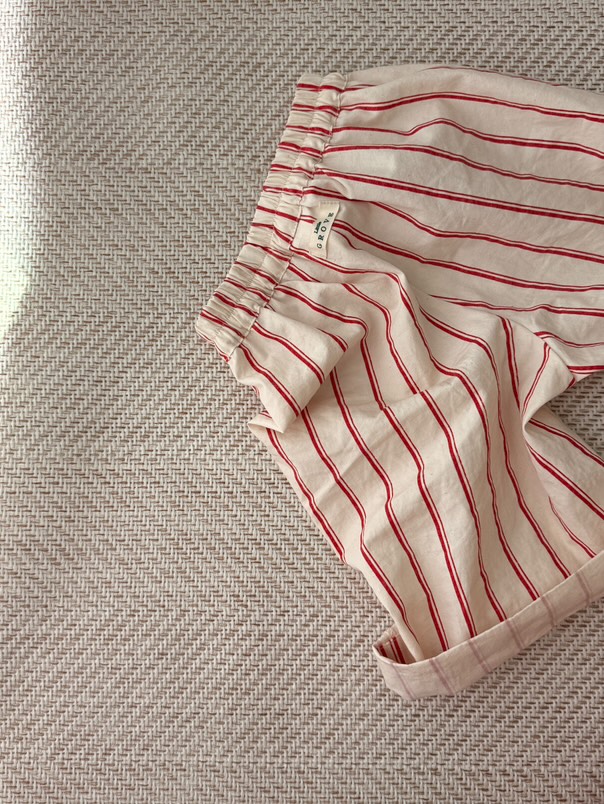 Striped Relaxed Pants - red