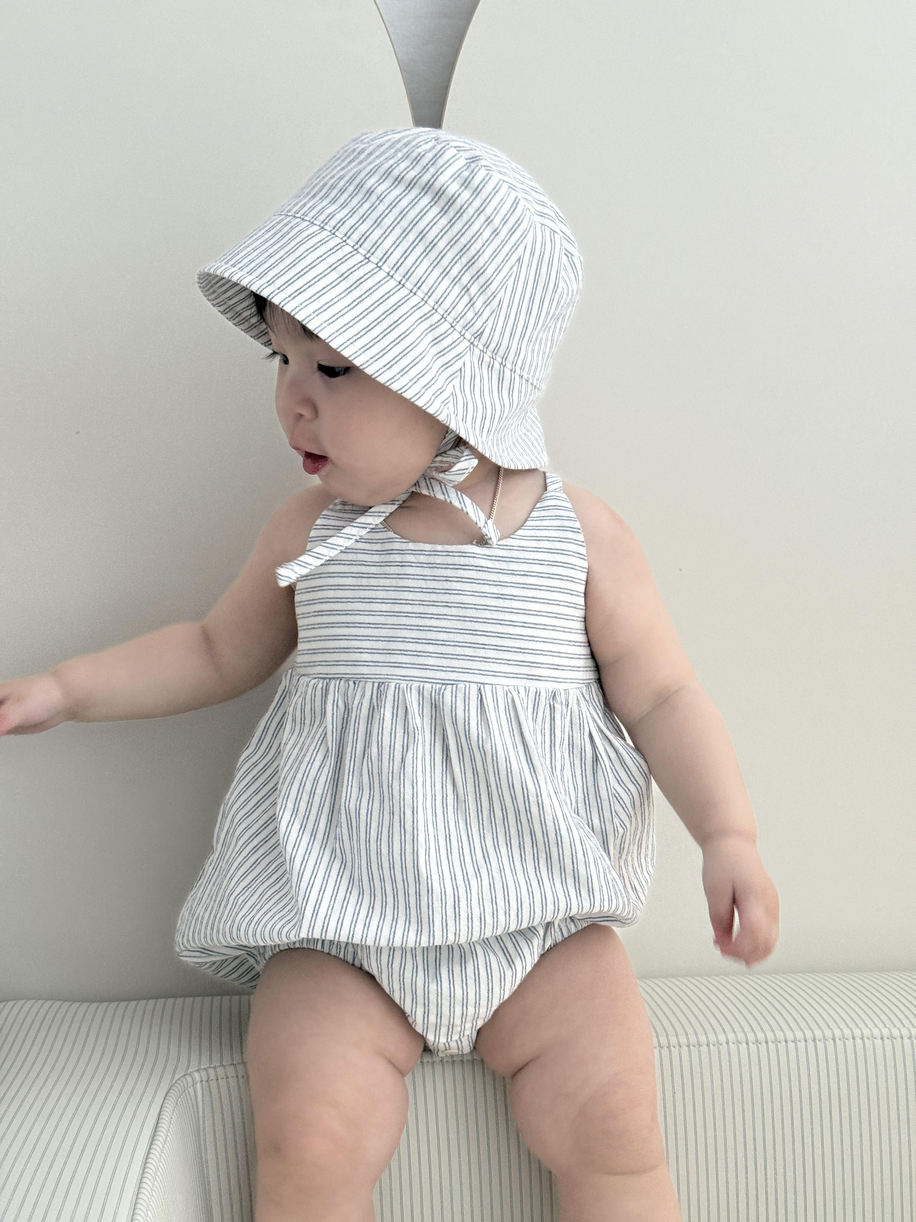 Lily Romper - blue stripe