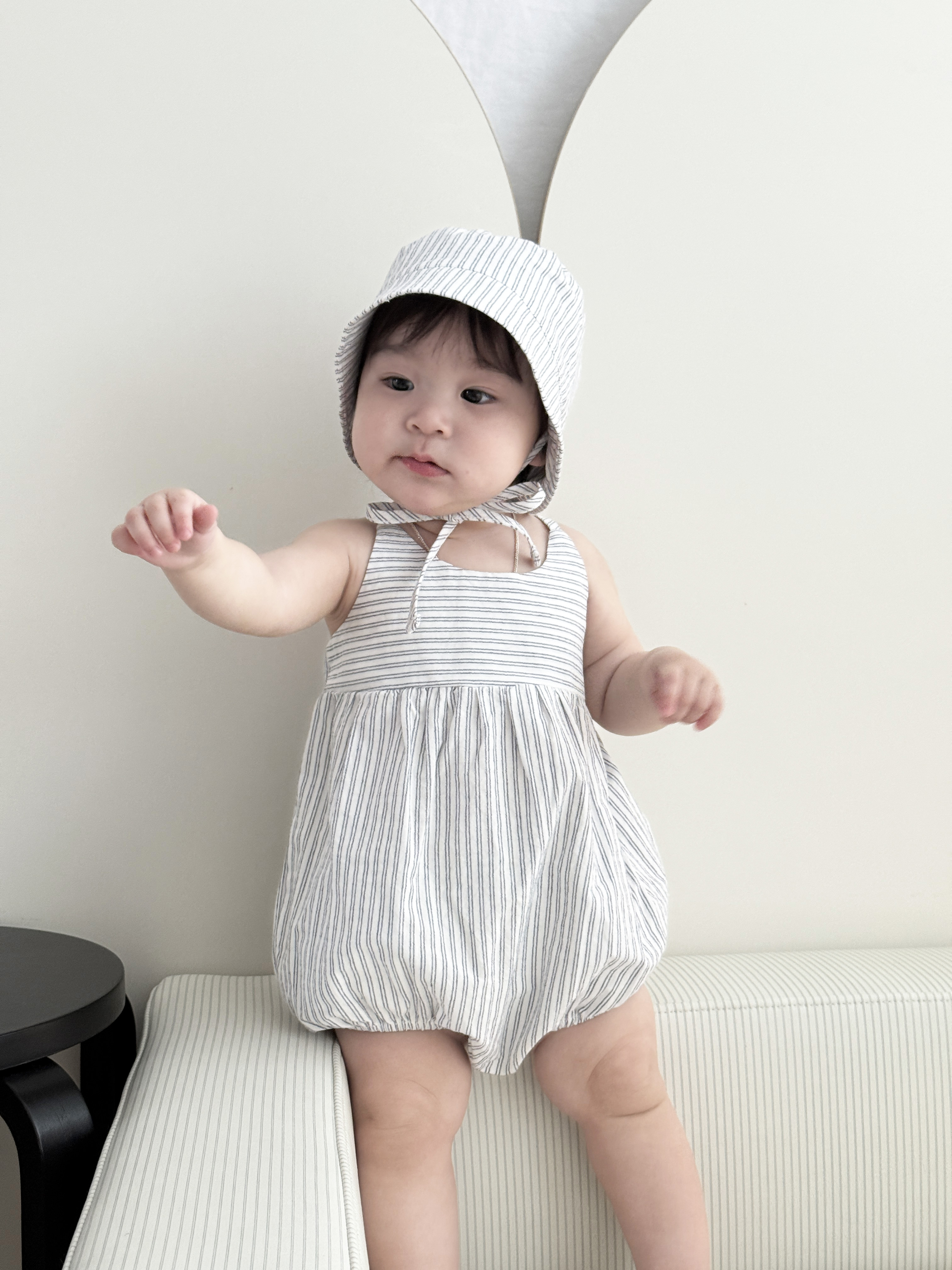 Lily Romper - blue stripe