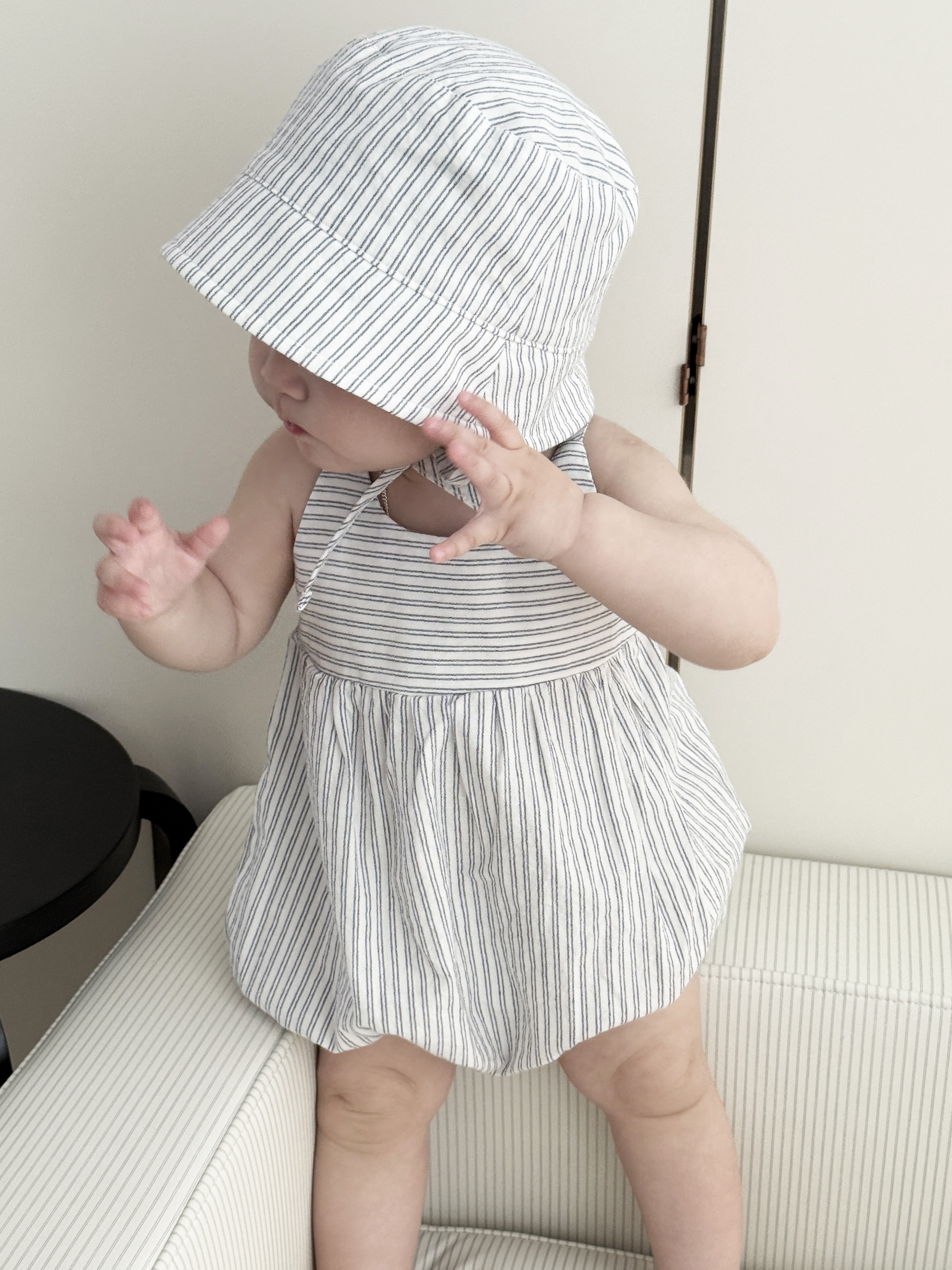 Lily Romper - blue stripe
