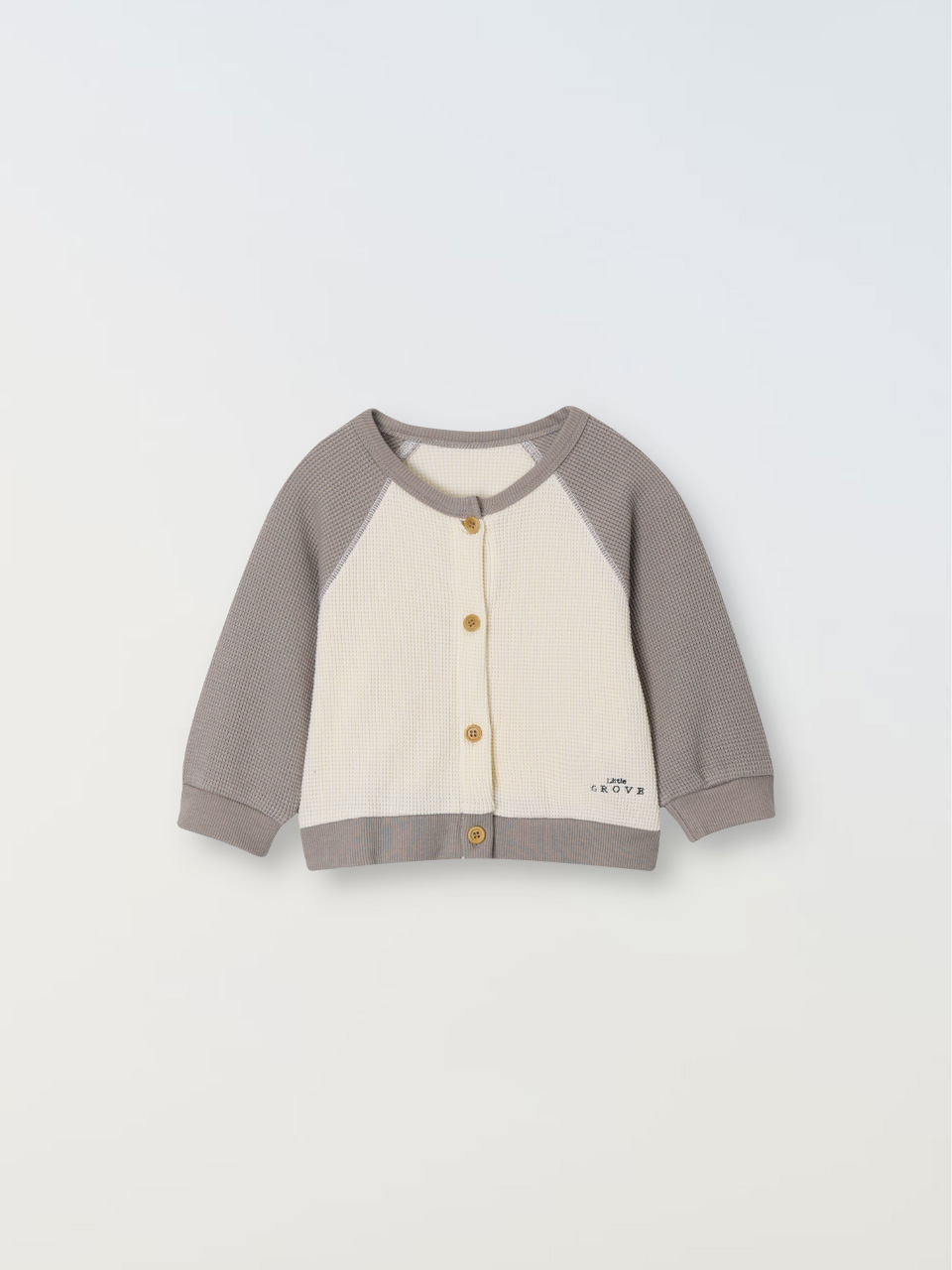 Bicolor Waffle Cardigan - Mocha