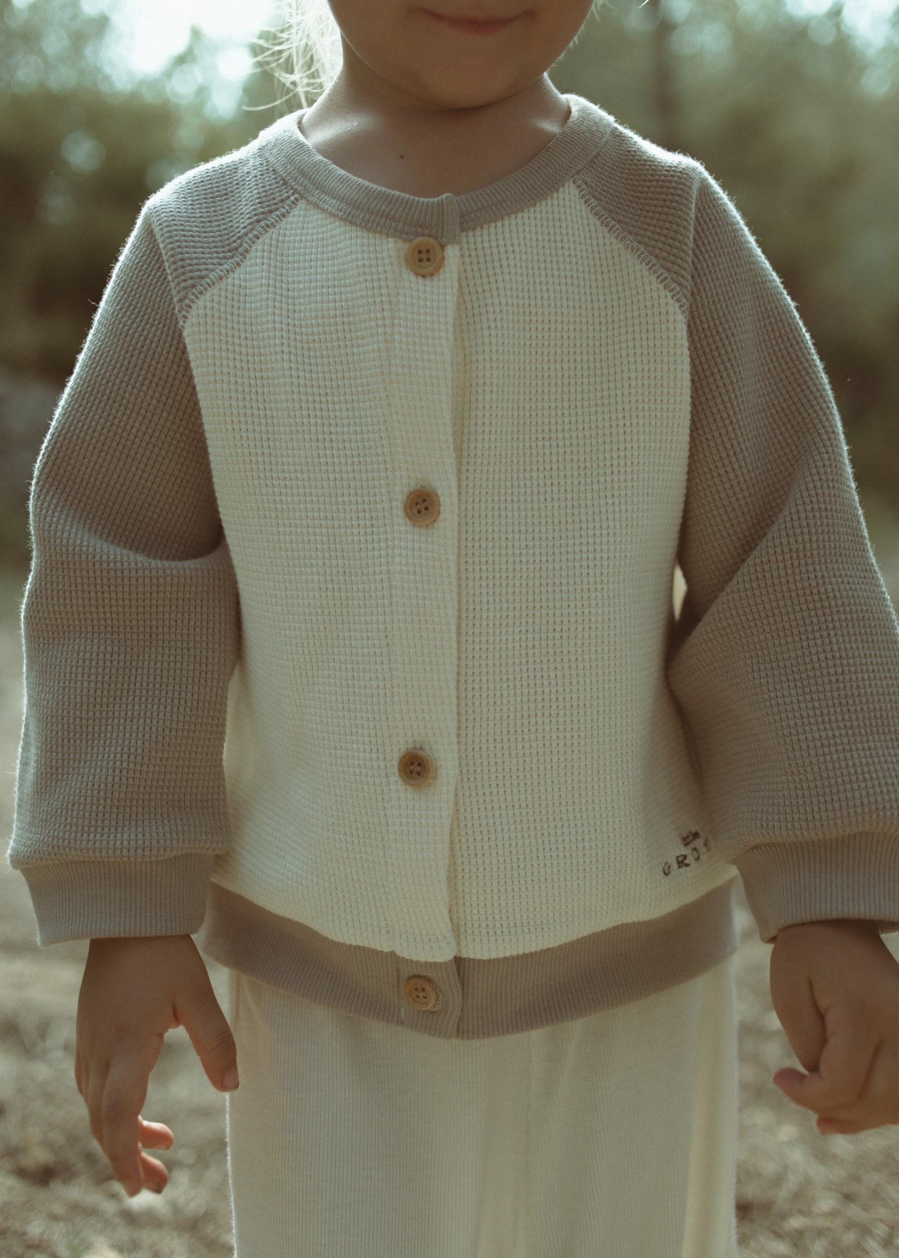 Bicolor Waffle Cardigan - Mocha