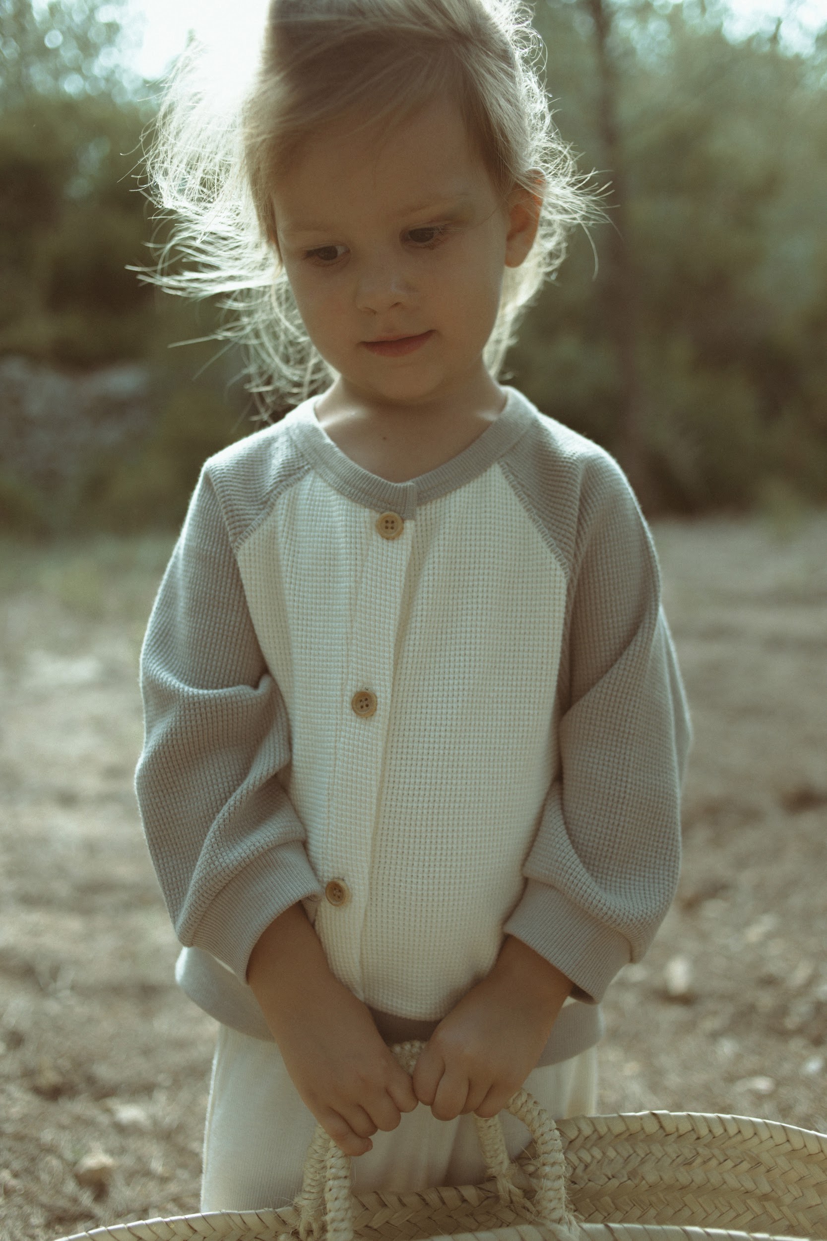 Bicolor Waffle Cardigan - Mocha