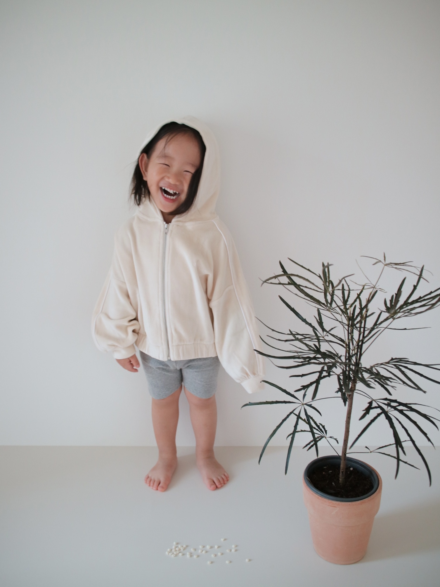 Cuddle Velour Zip-Up - Cream