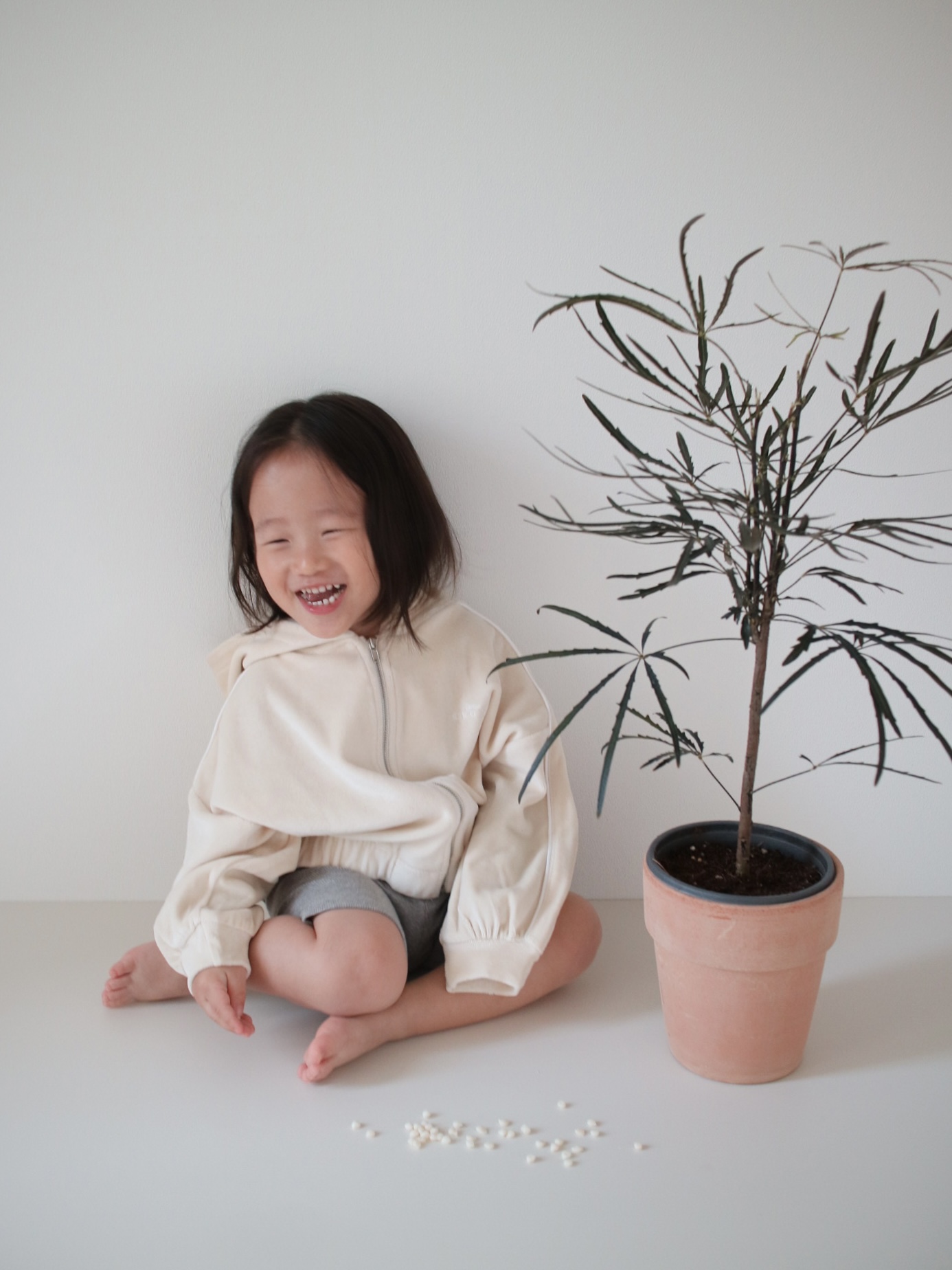 Cuddle Velour Zip-Up - Cream