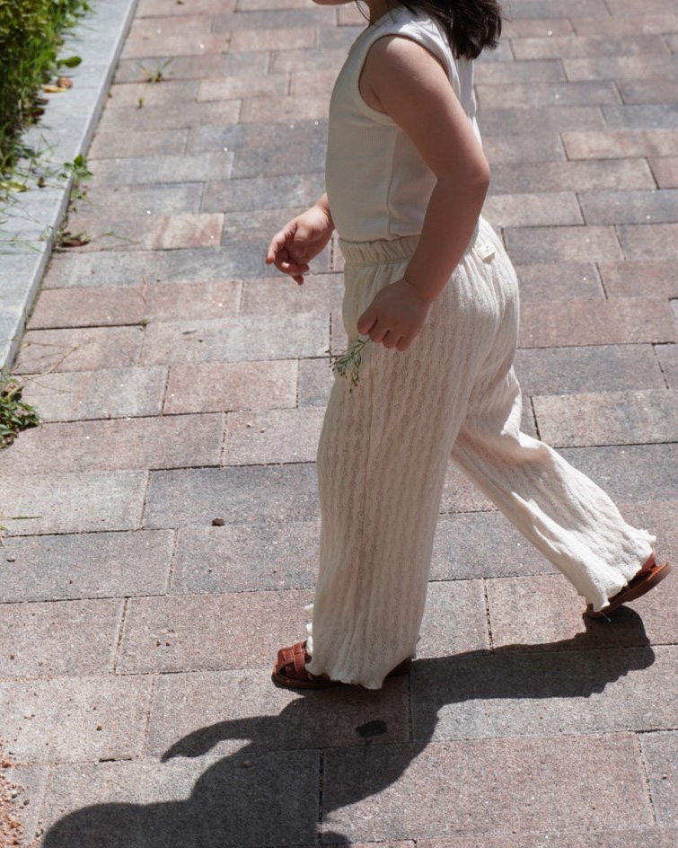 Elbon Knit Flare Pants - natural