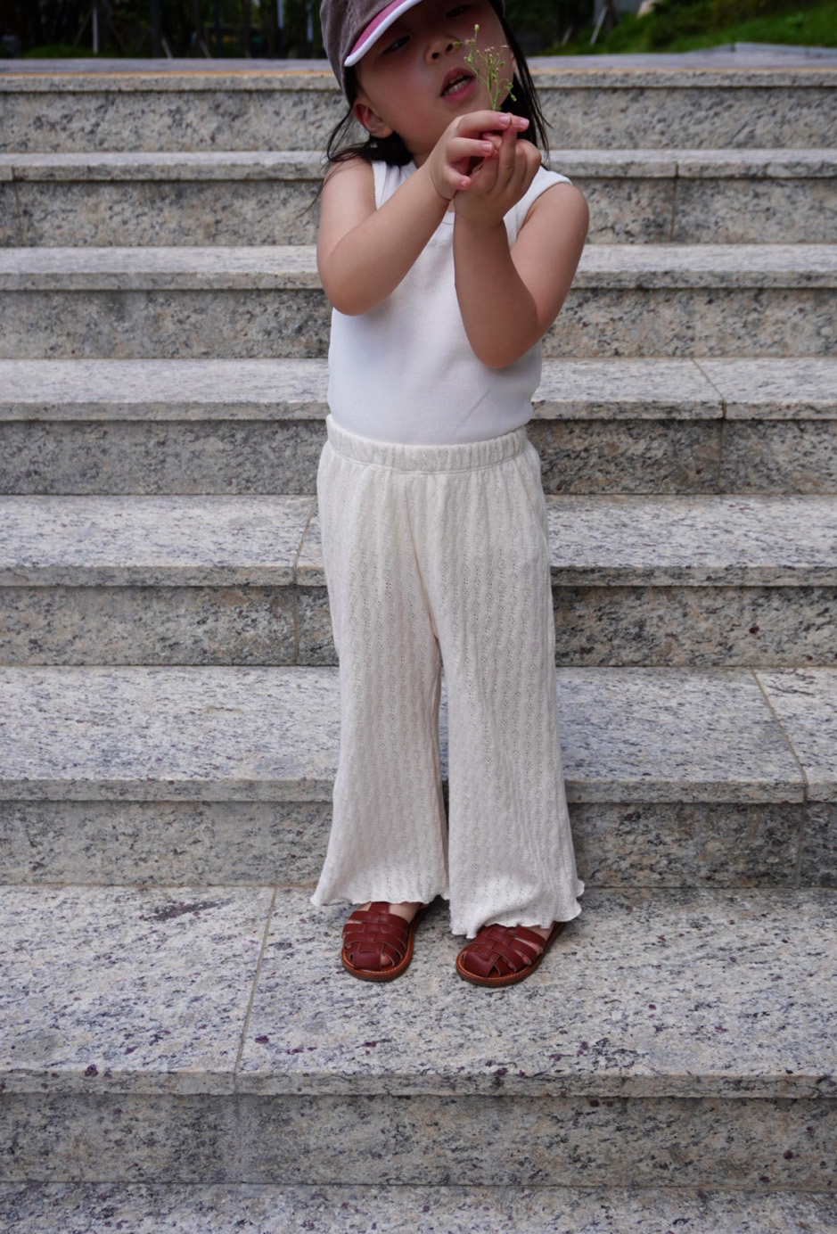 Elbon Knit Flare Pants - natural