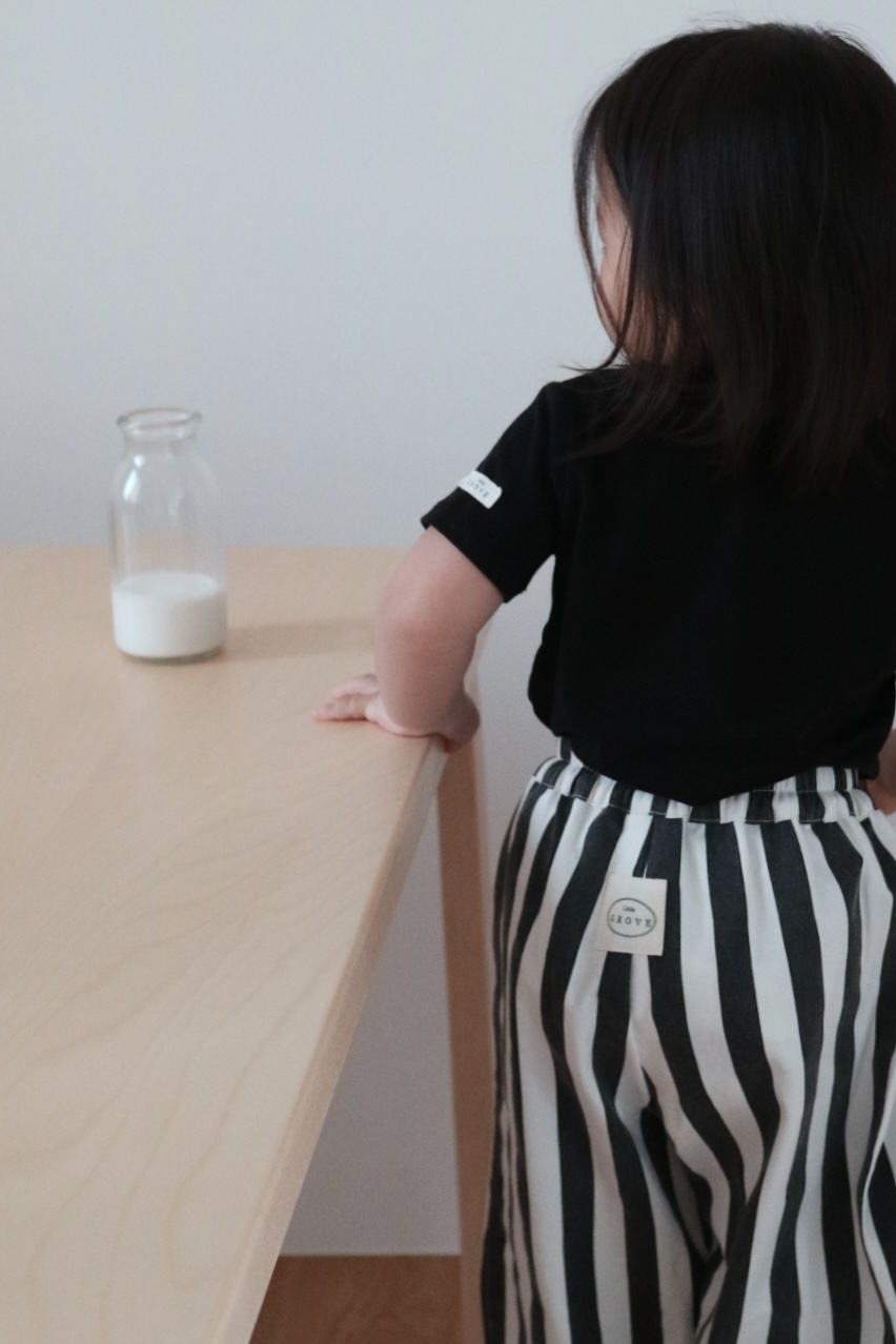 Marine Stripe Wide Pants - Black