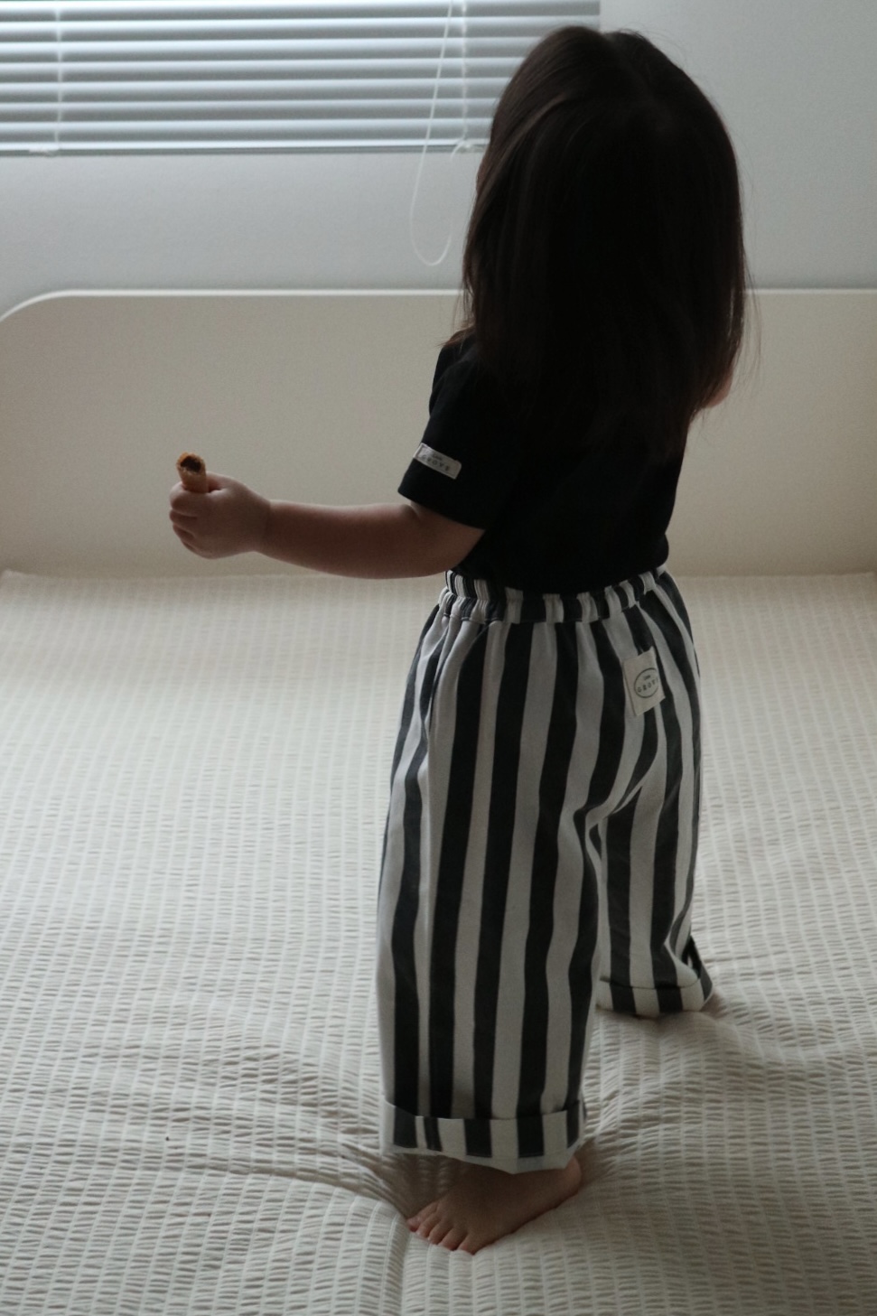 Marine Stripe Wide Pants - Black
