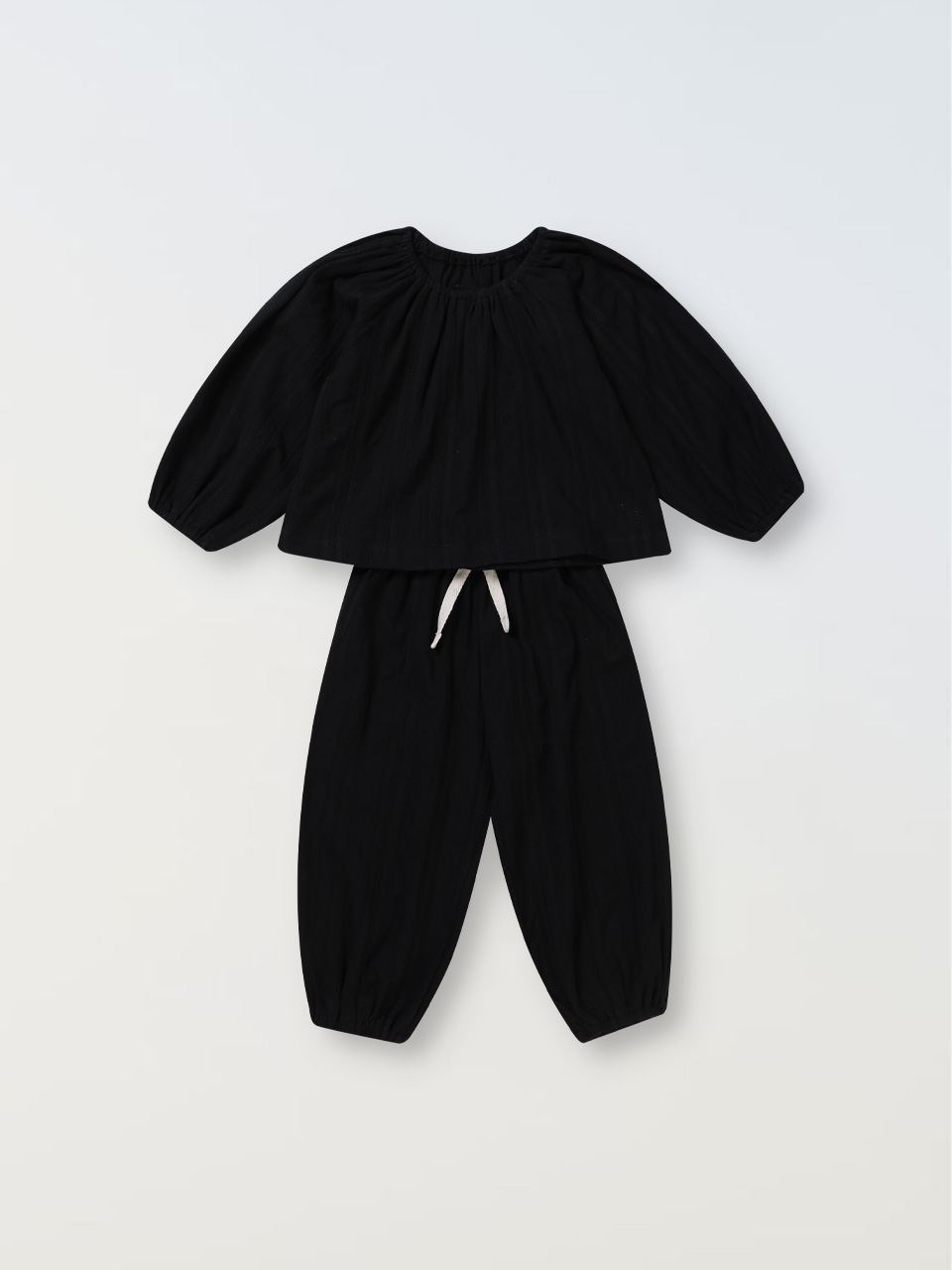 Embroideried Shirring Set up - Black