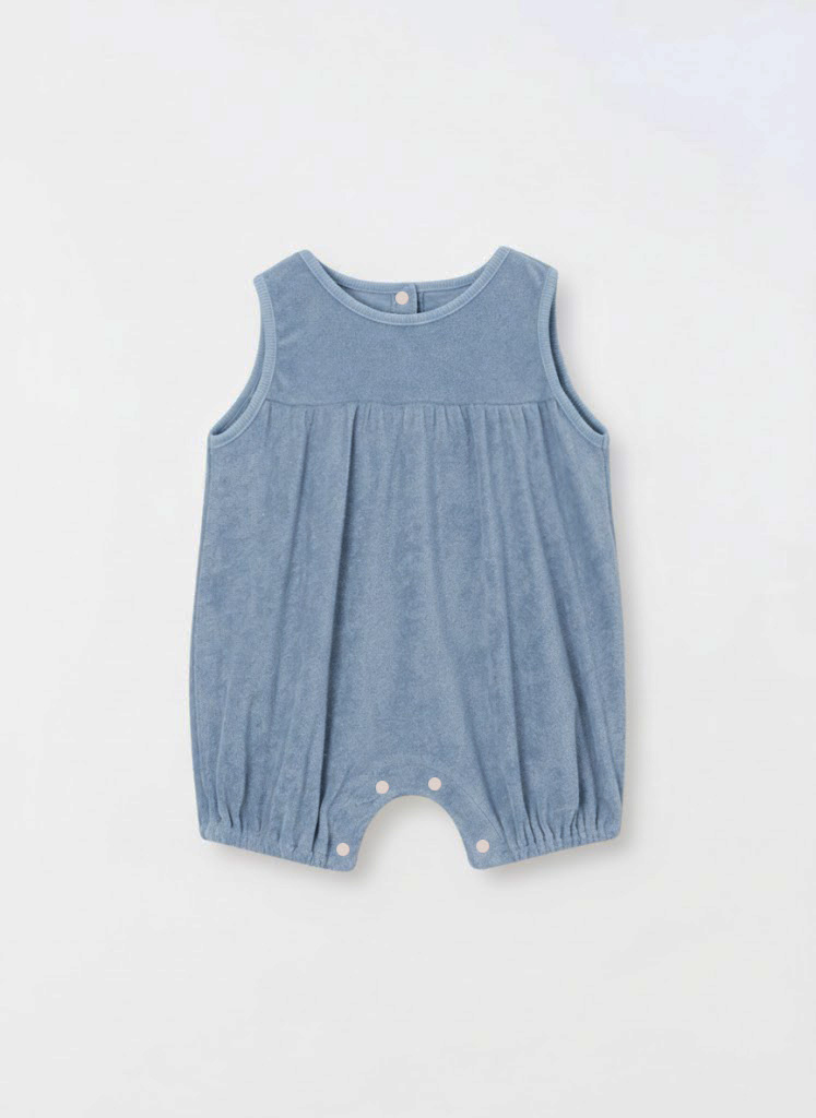 Organic Terry Baggy Overall - Denim blue