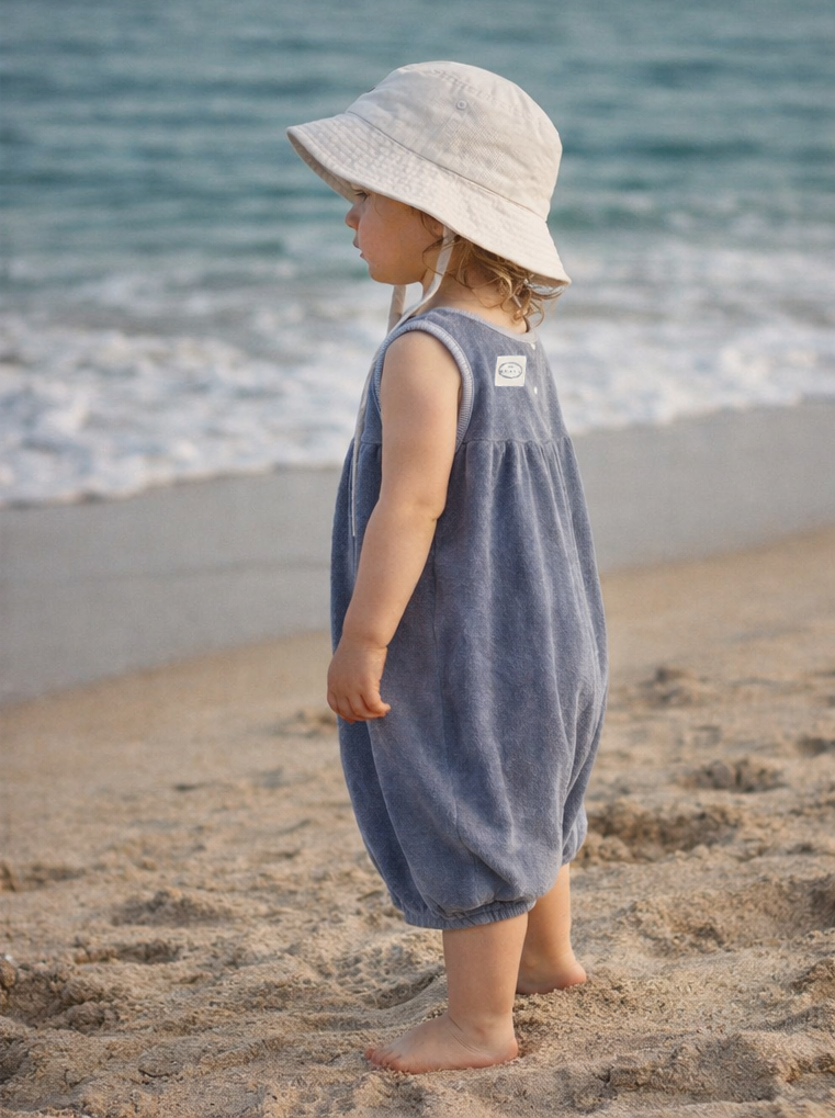Organic Terry Baggy Overall - Denim blue