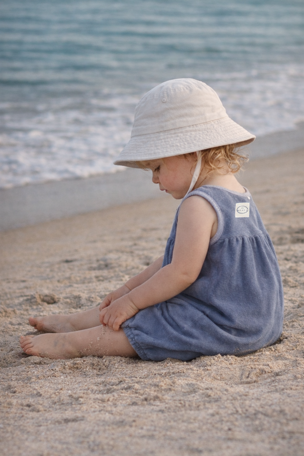 Organic Terry Baggy Overall - Denim blue