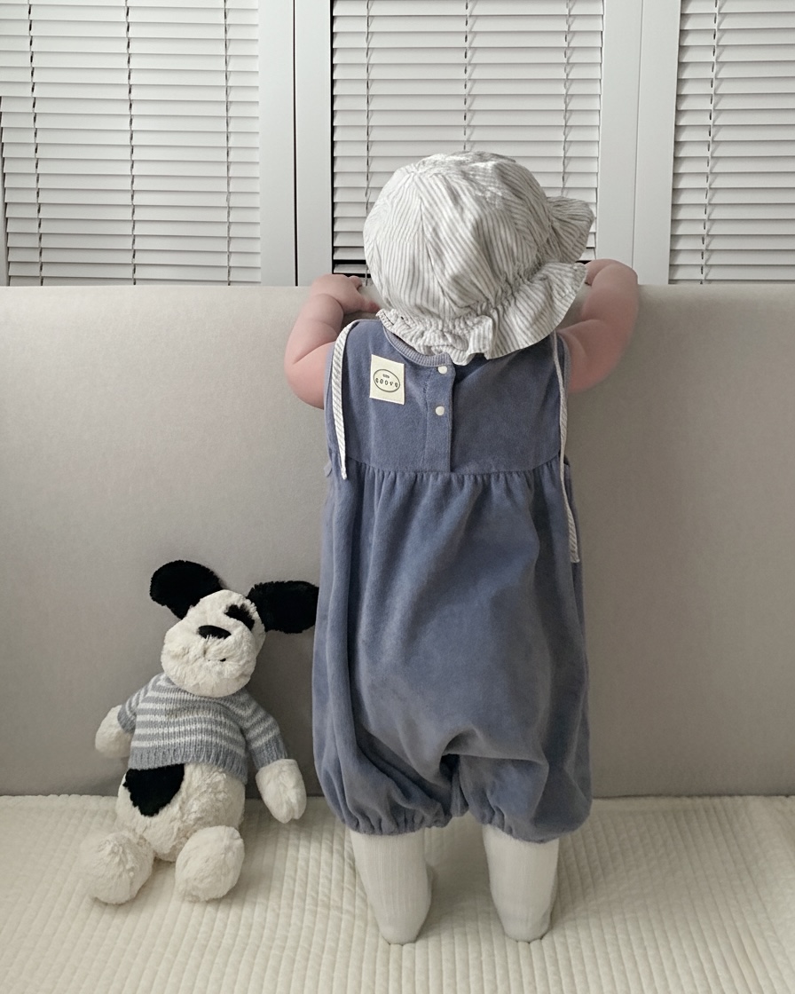 Organic Terry Baggy Overall - Denim blue