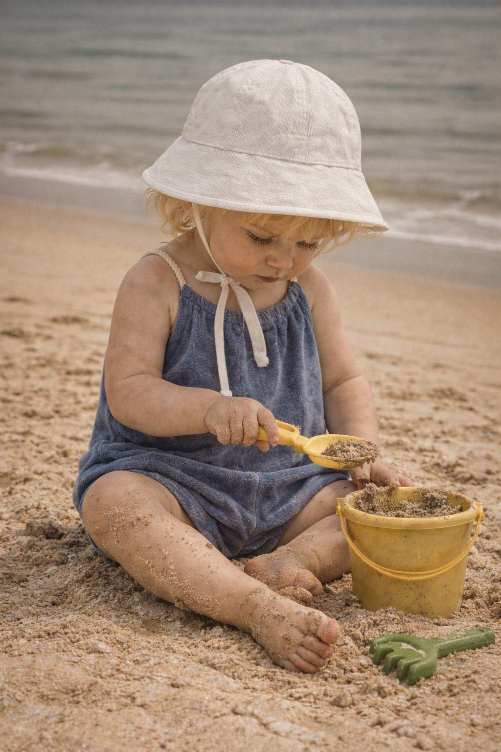 Towel rope jumpsuit - Denim blue