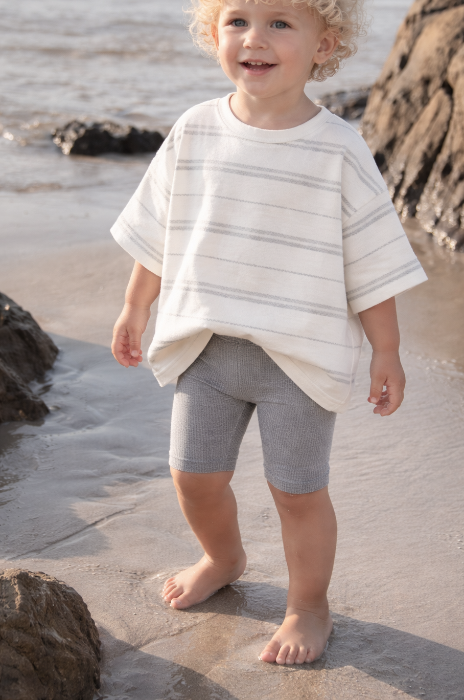 Summer Air Tee - Cream/Grey