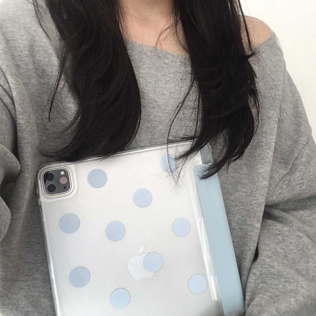 sky blue polka dot ipad case