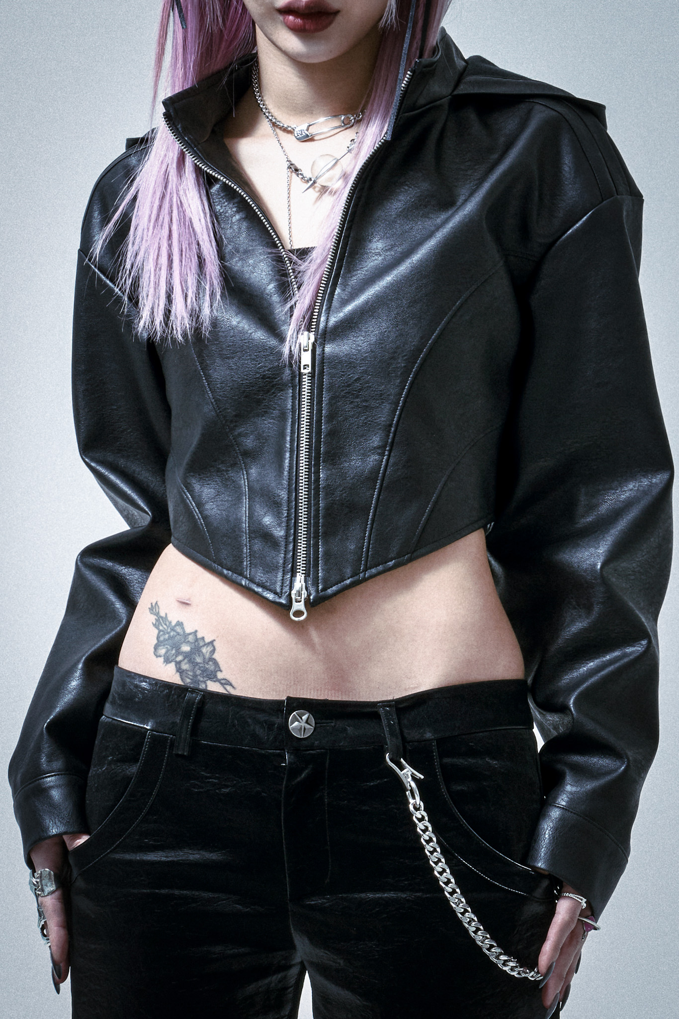 23S/S SHIINA CROPPED LEATHER JACKET