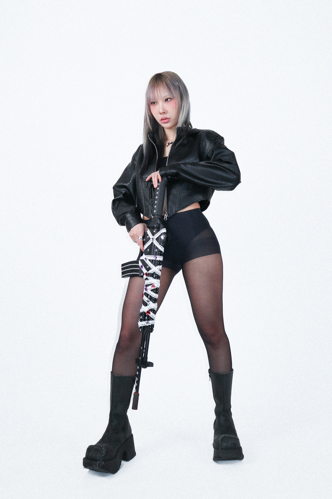 23S/S SHIINA CROPPED LEATHER JACKET