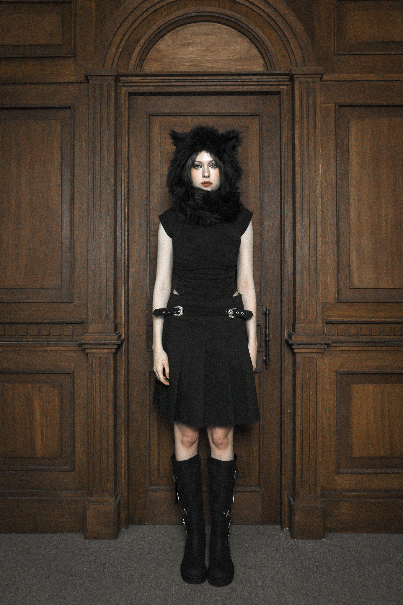 Belted midi skirt
