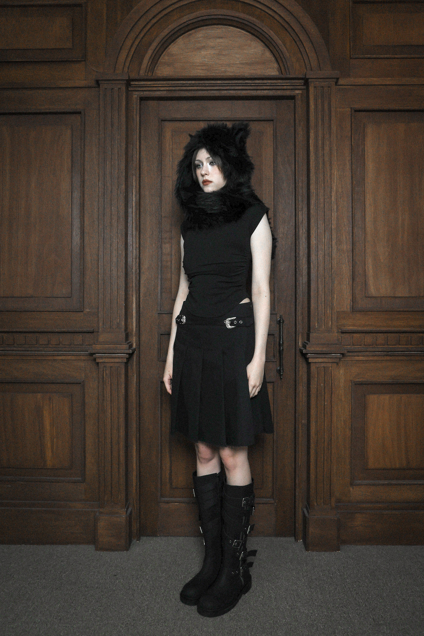 Belted midi skirt