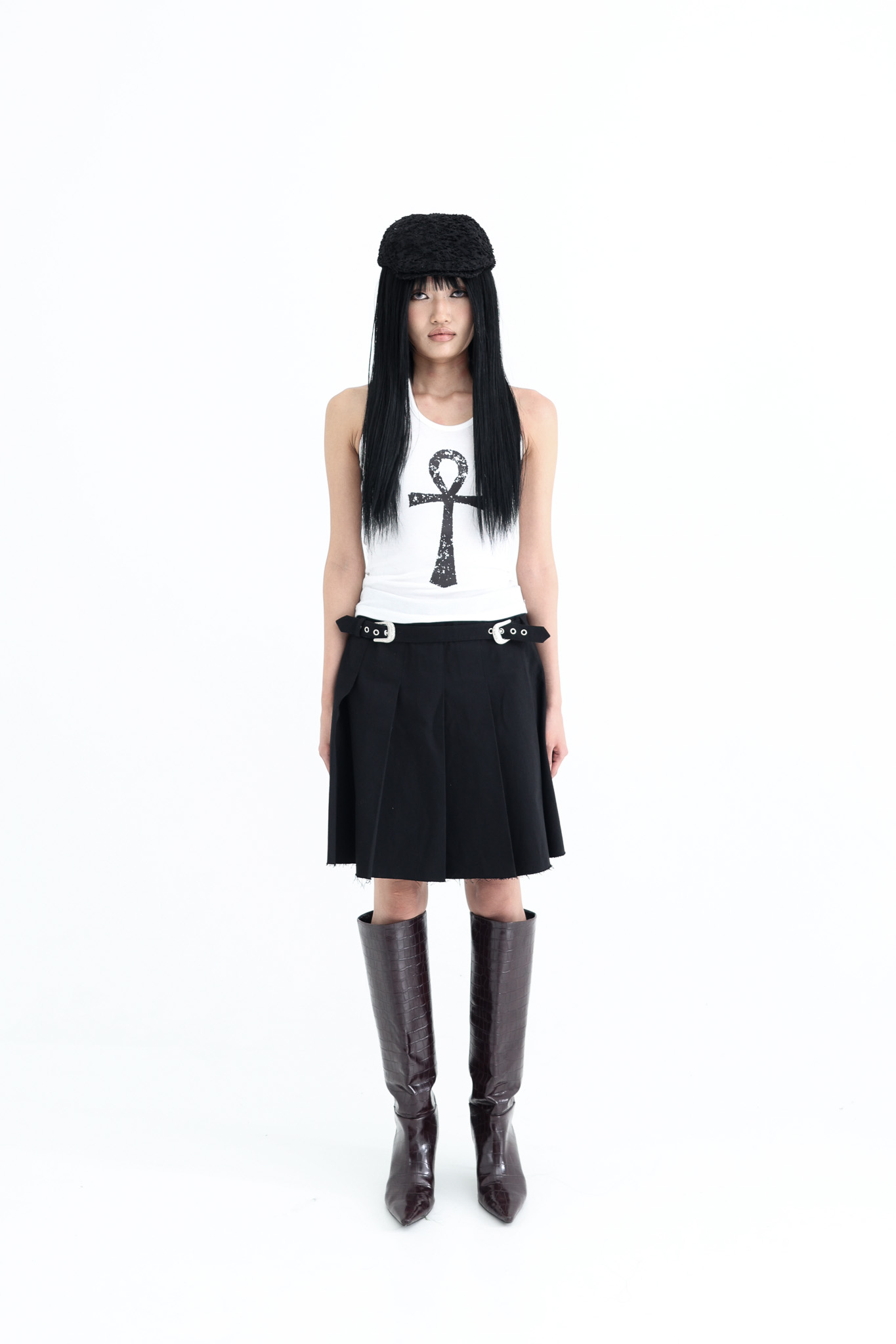 Ankh Halter neck tank top - white