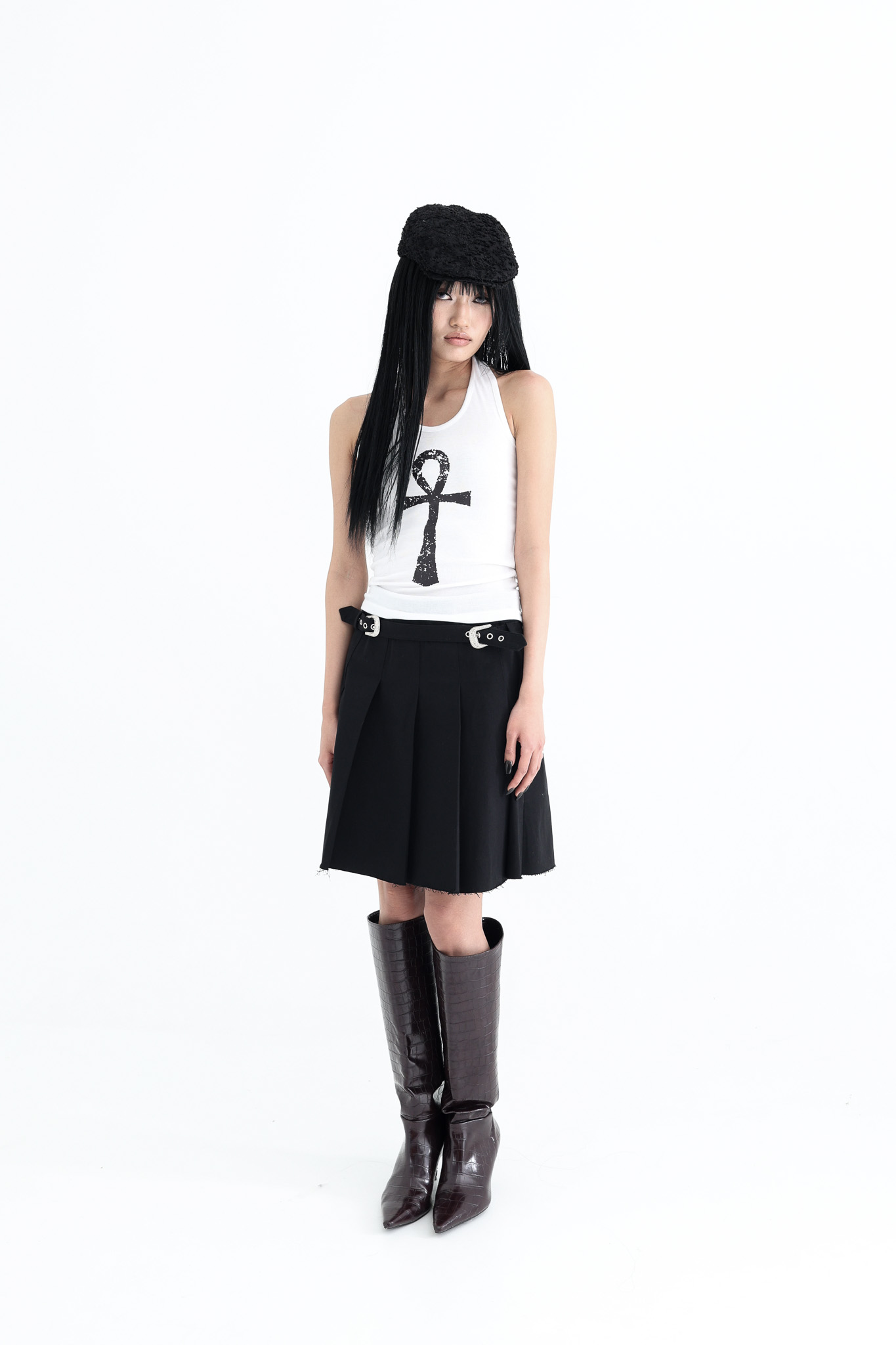 Ankh Halter neck tank top - white