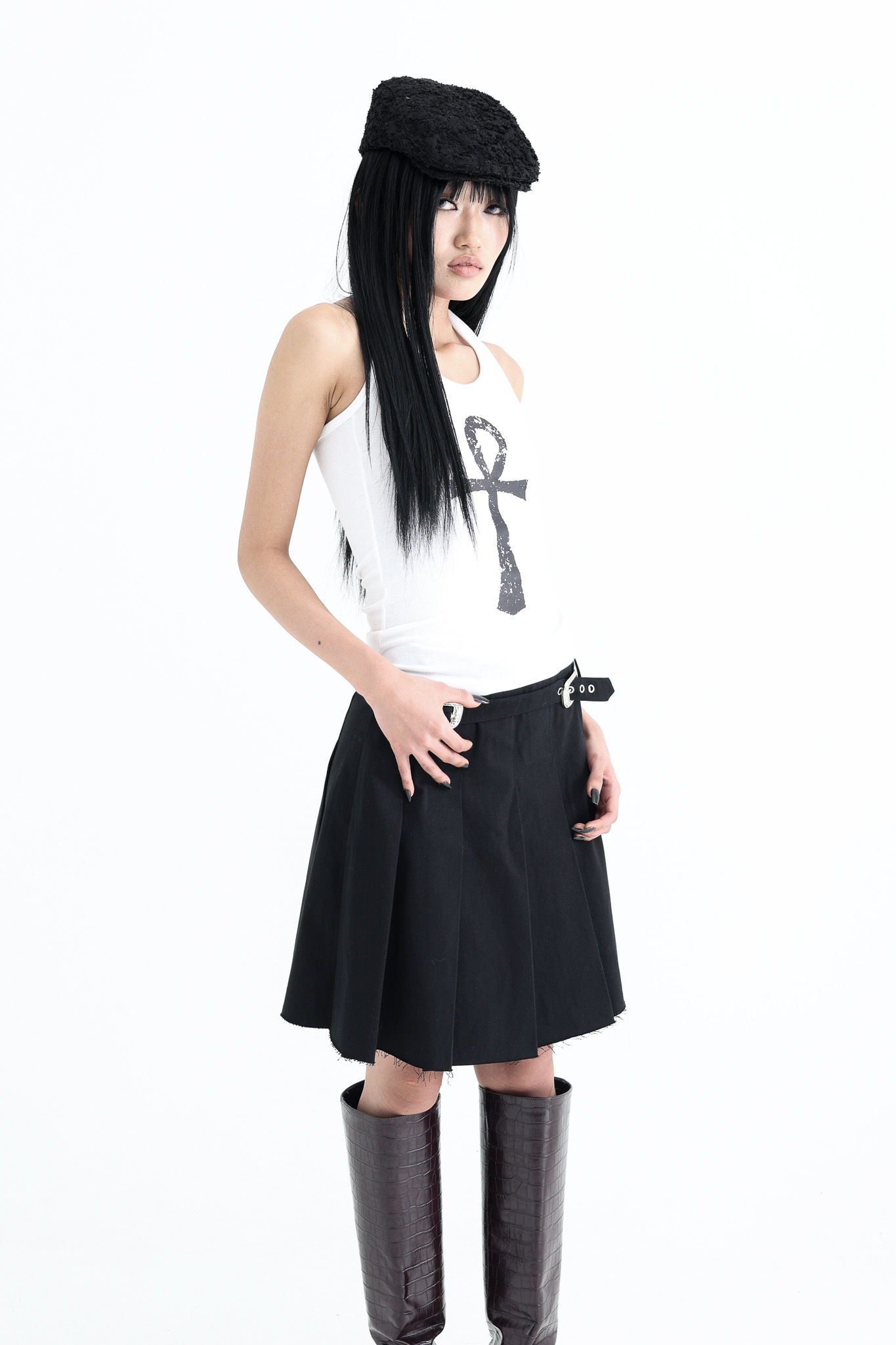 Ankh Halter neck tank top - white
