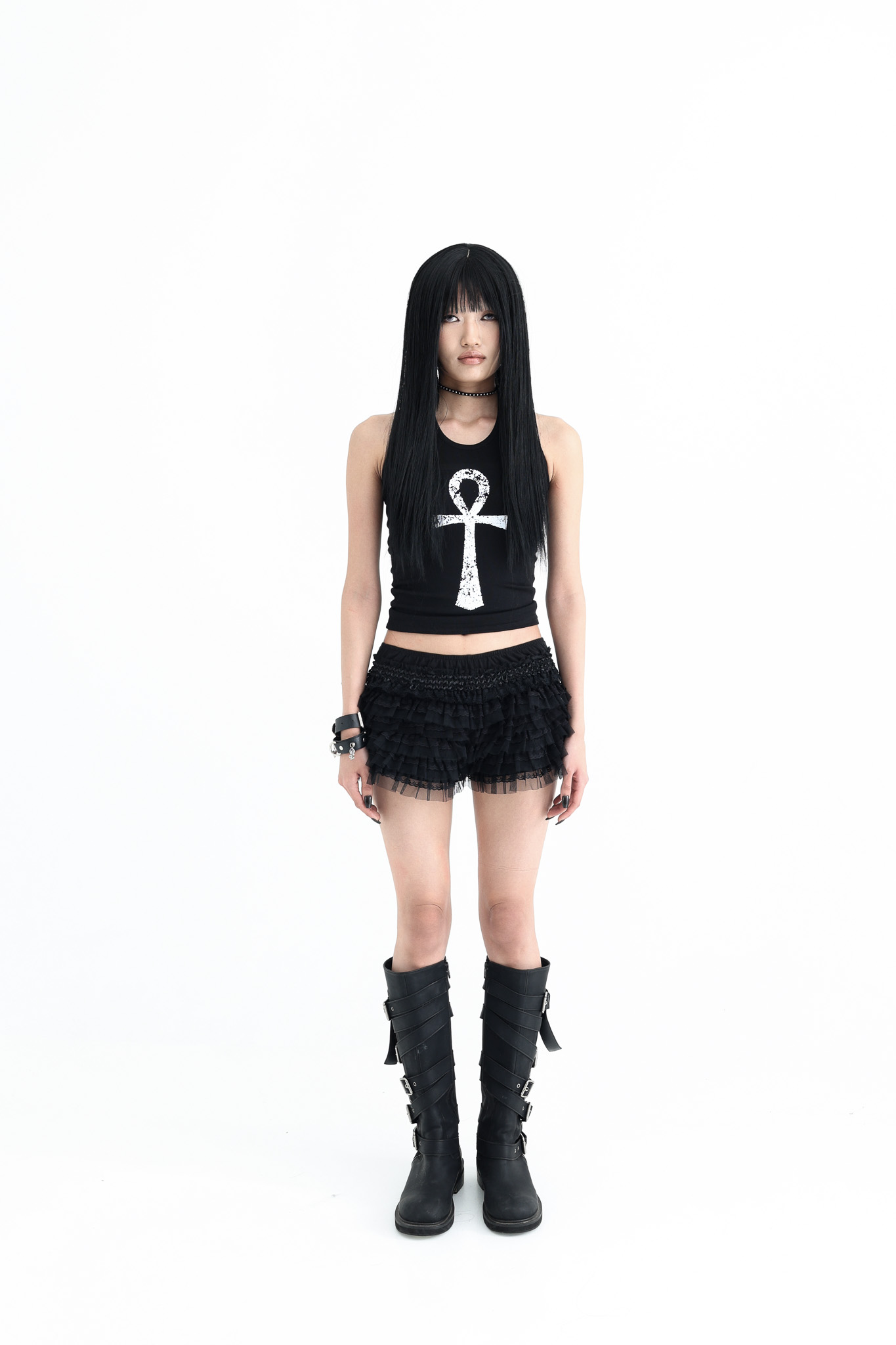 Ankh Halter neck tank top - black