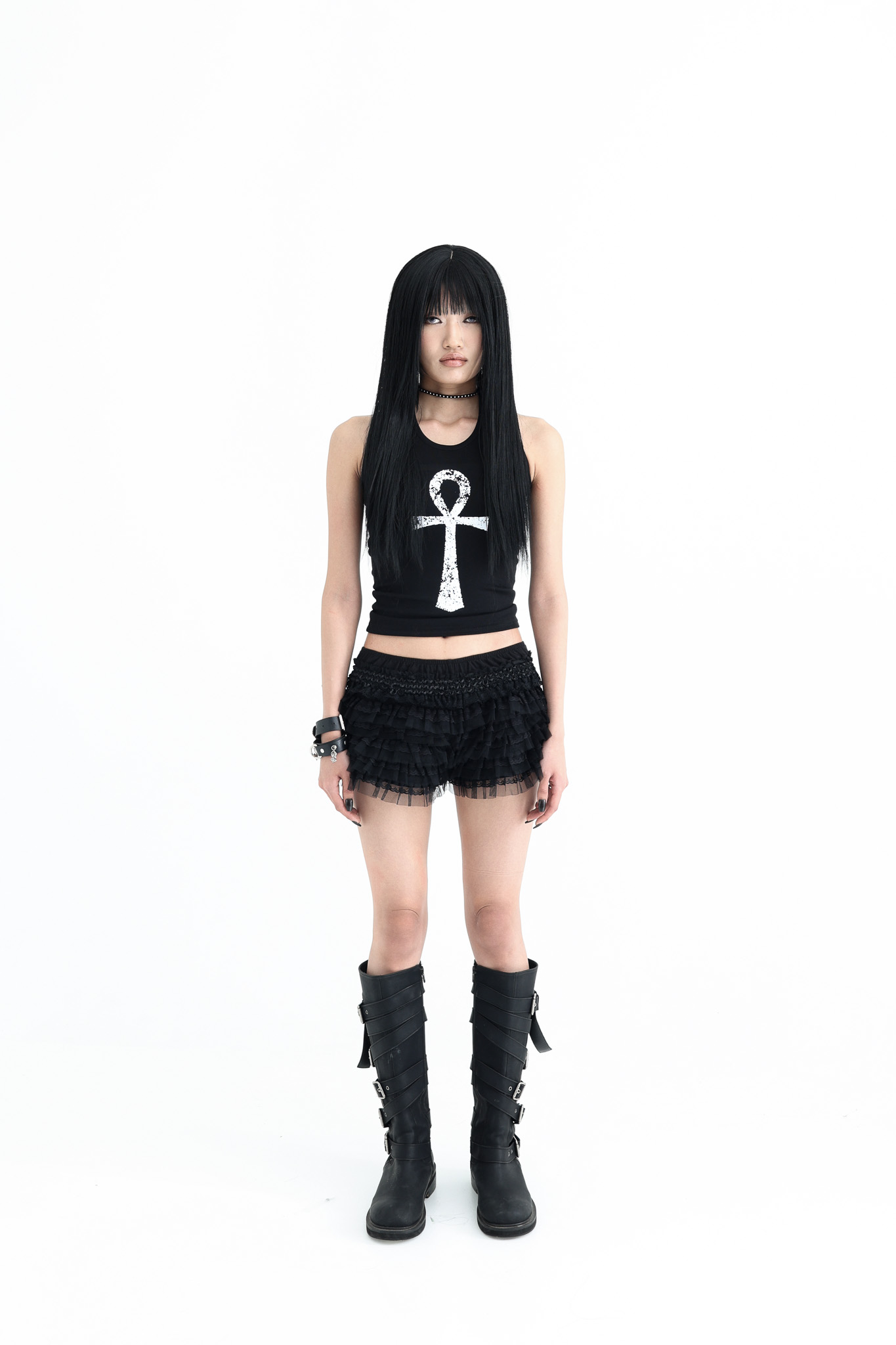 Ankh Halter neck tank top - black