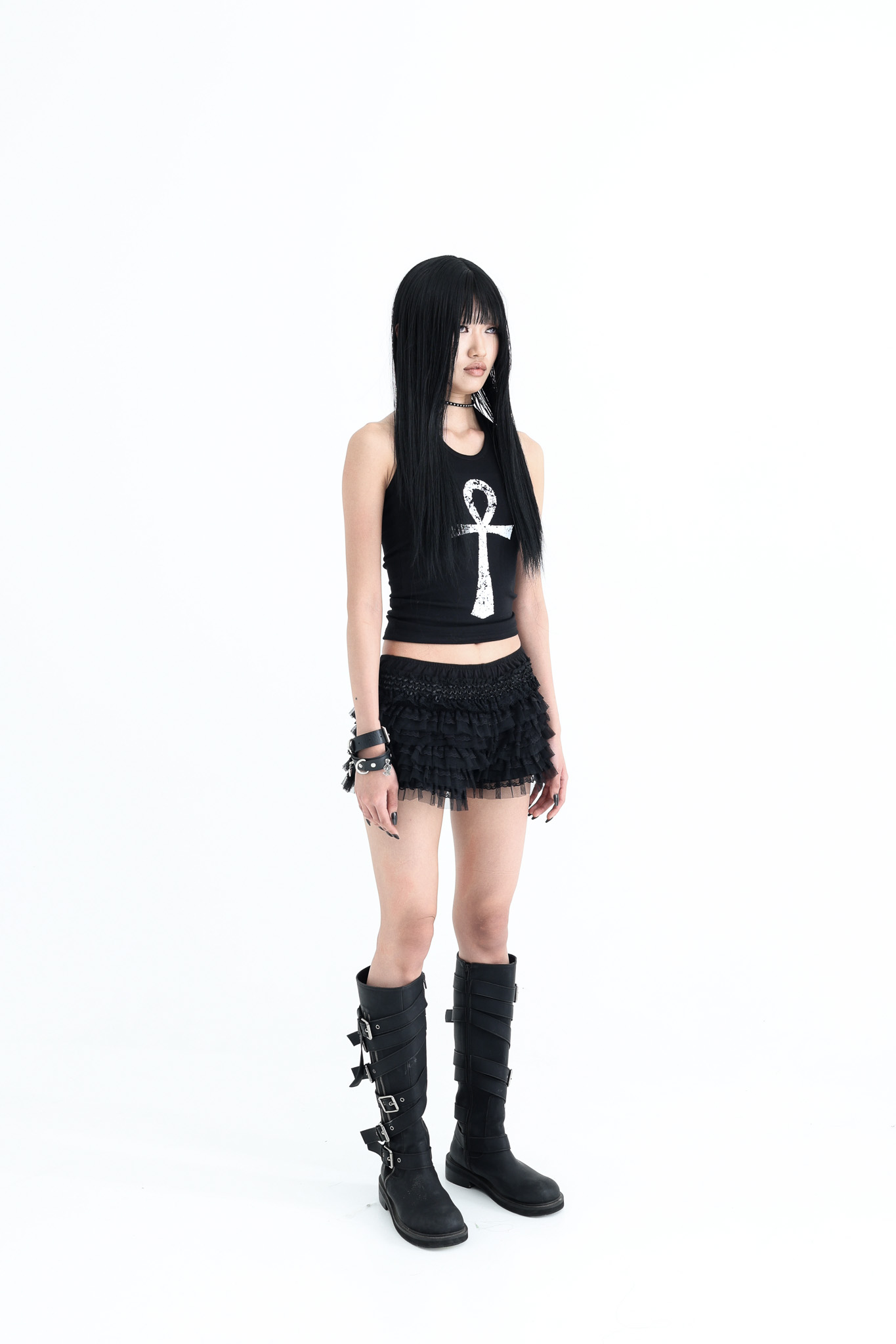 Ankh Halter neck tank top - black