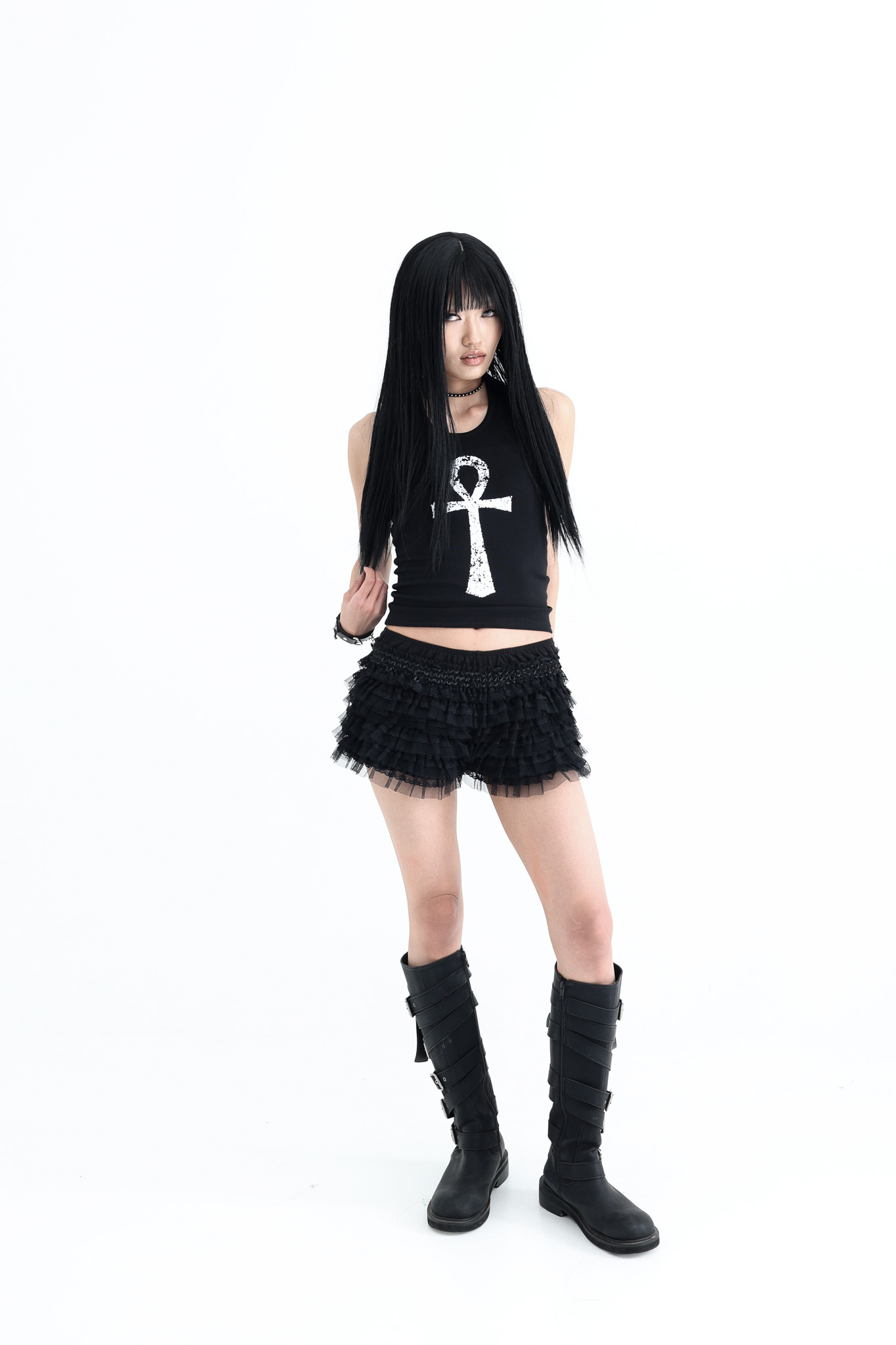 Ankh Halter neck tank top - black