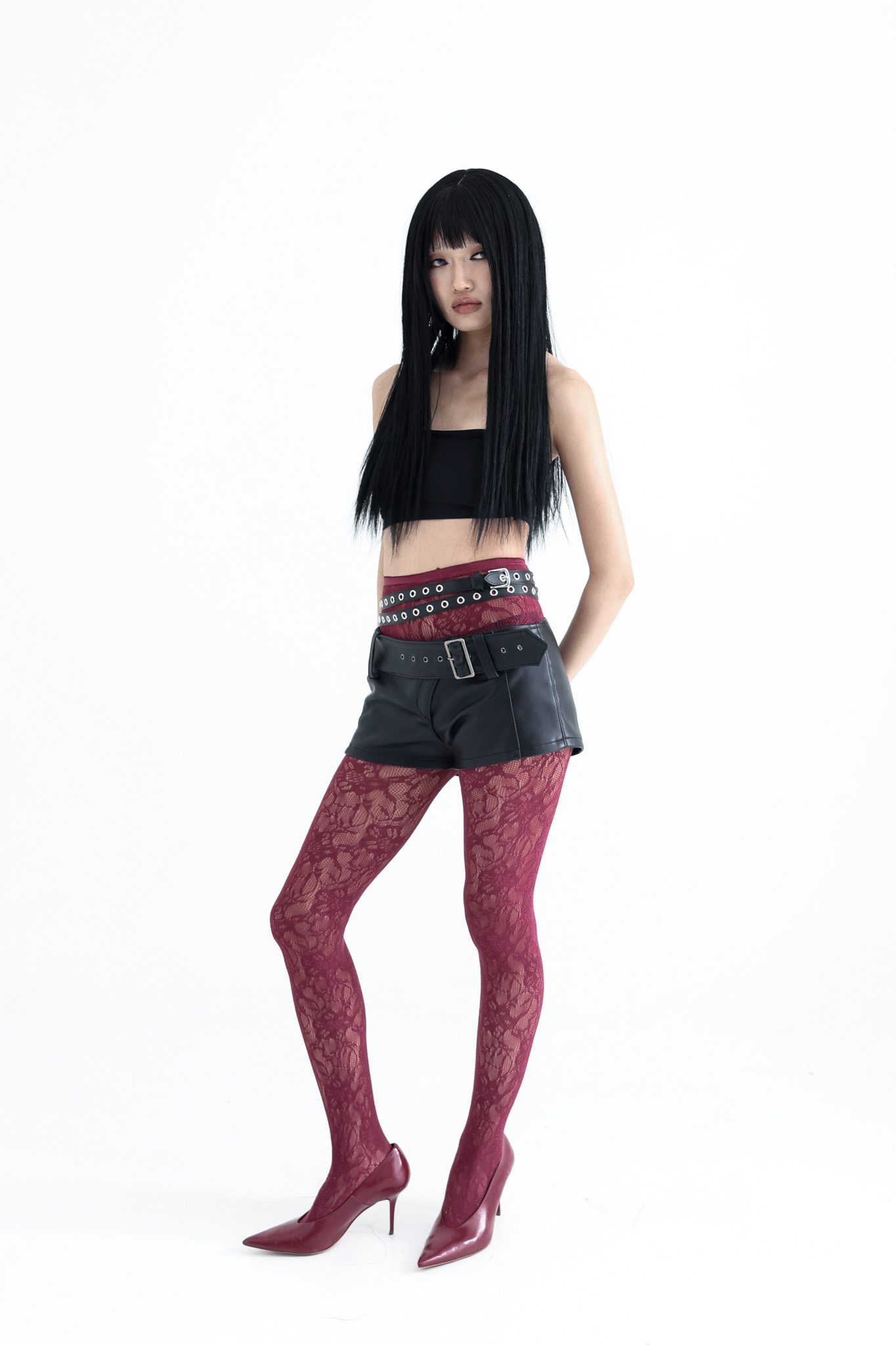 Unbalanced Belt Shorts (Vegan Leather)