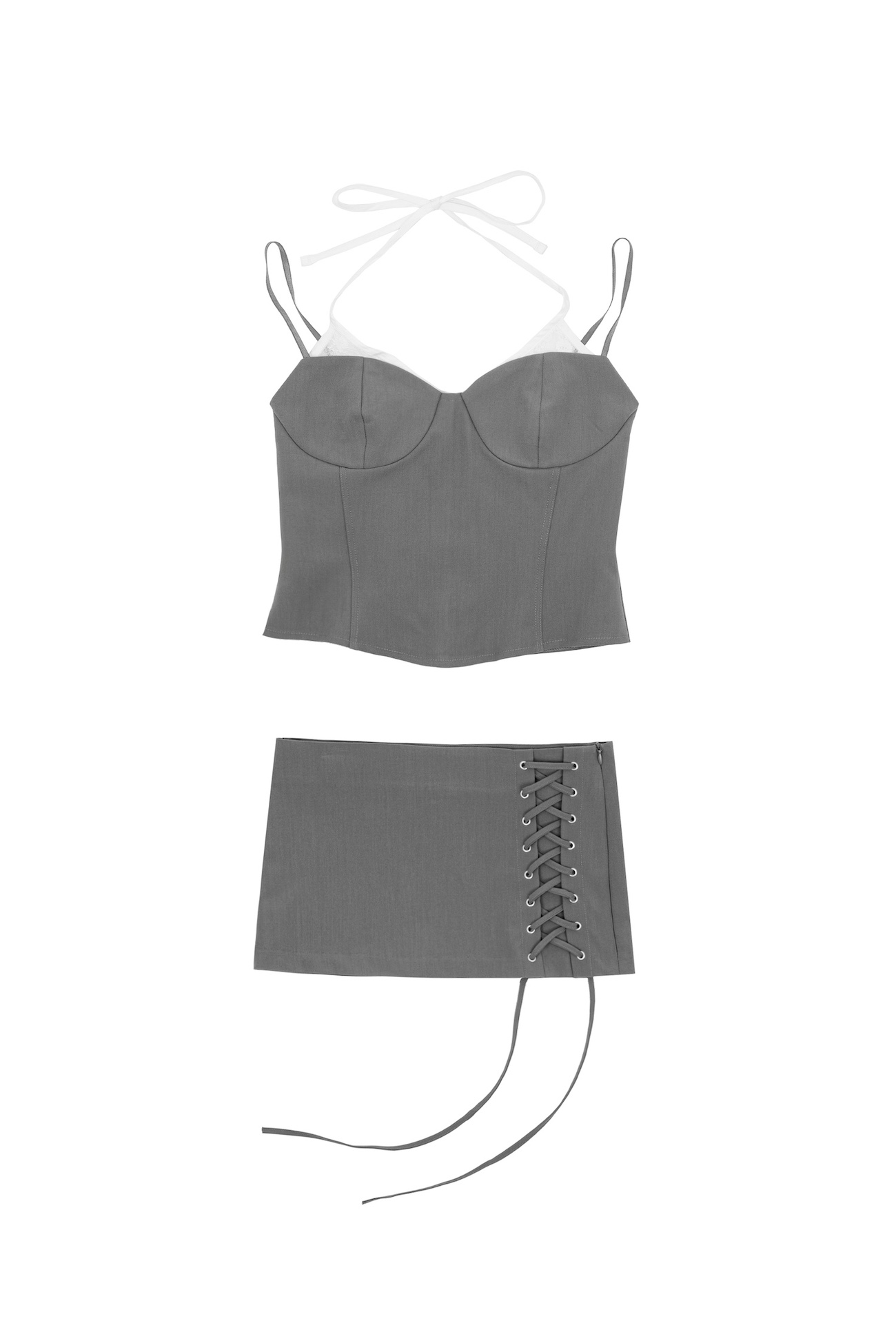 lace lock sleeveless - gray
