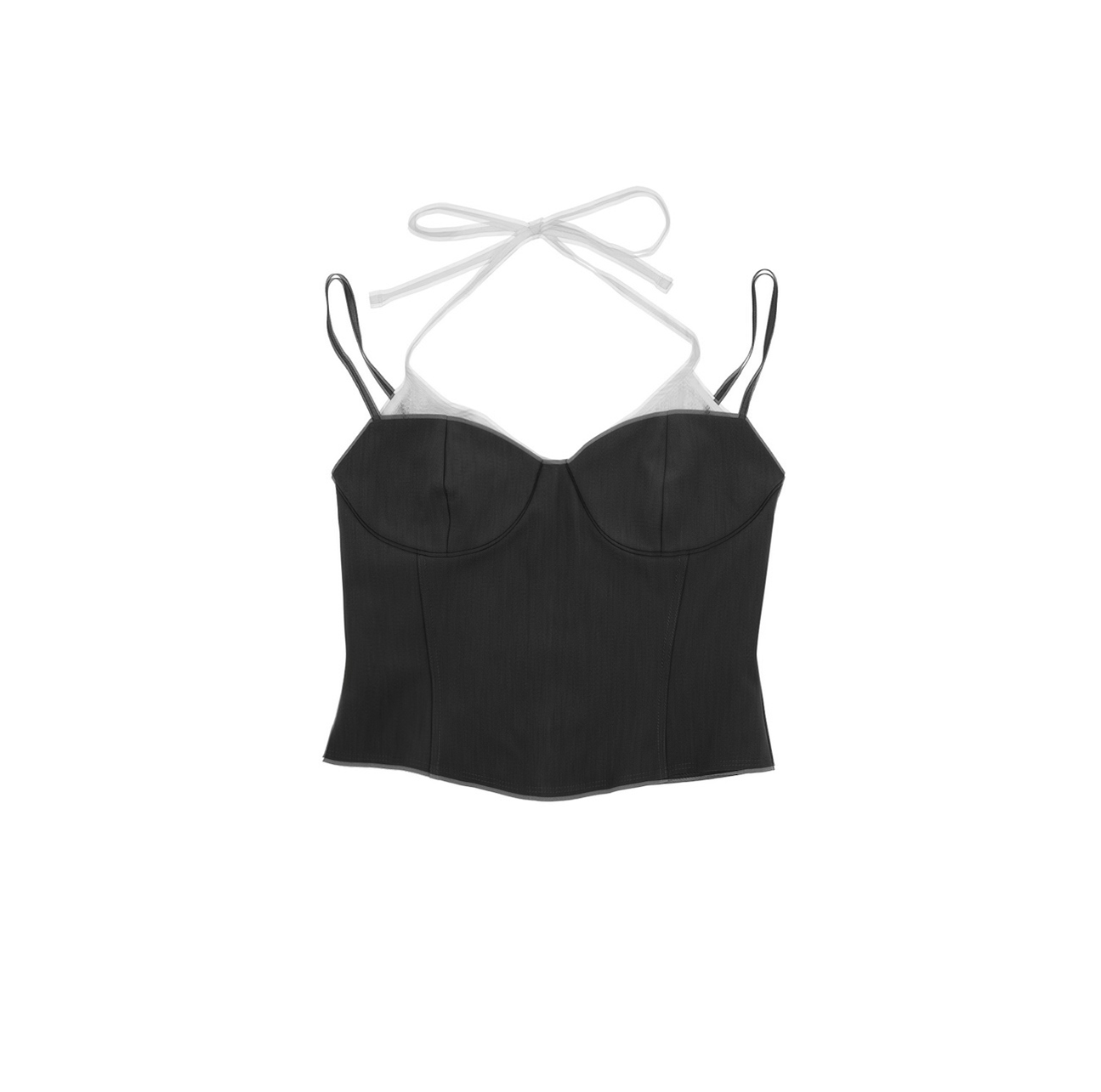 lace lock sleeveless - black