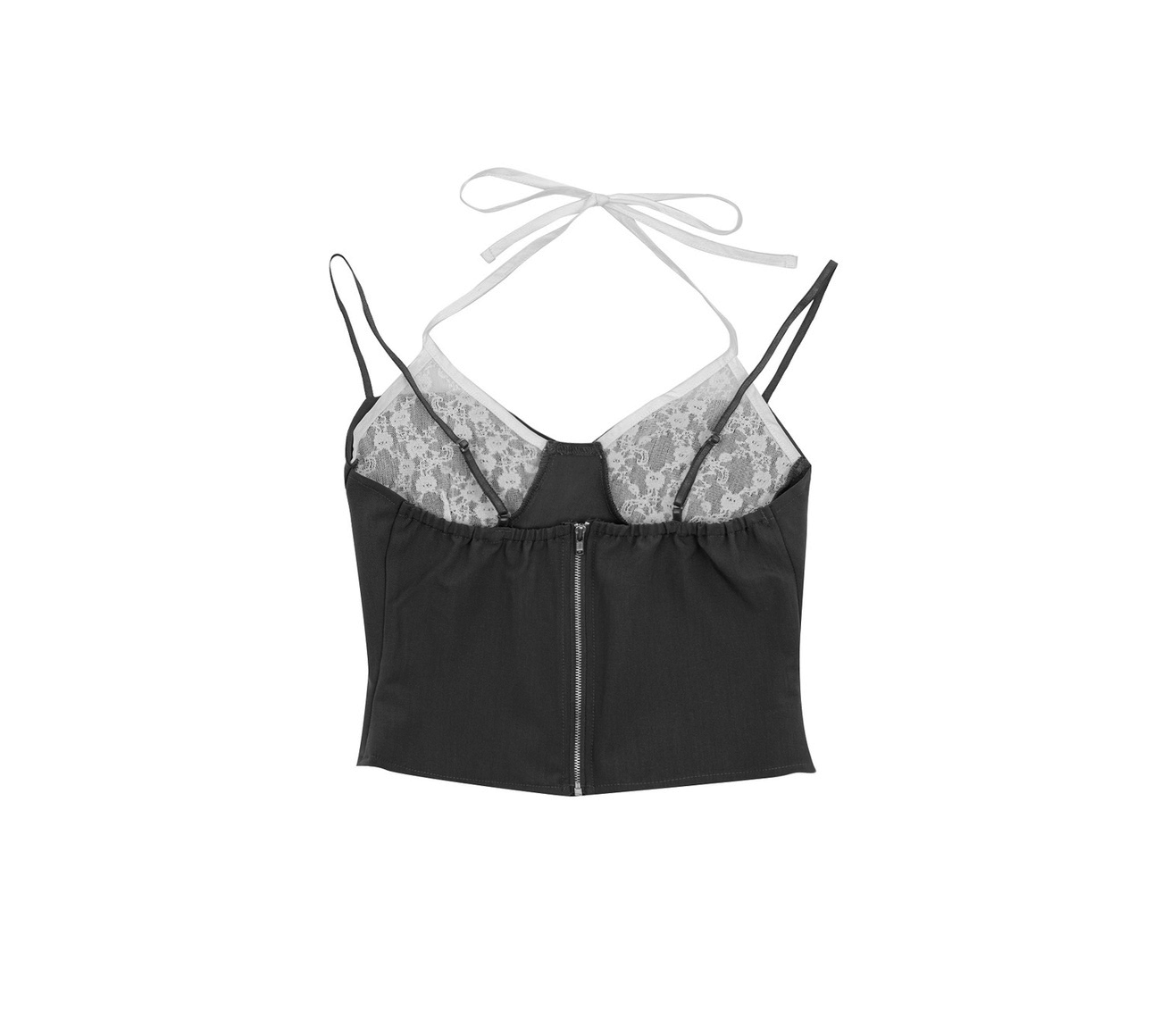 lace lock sleeveless - black