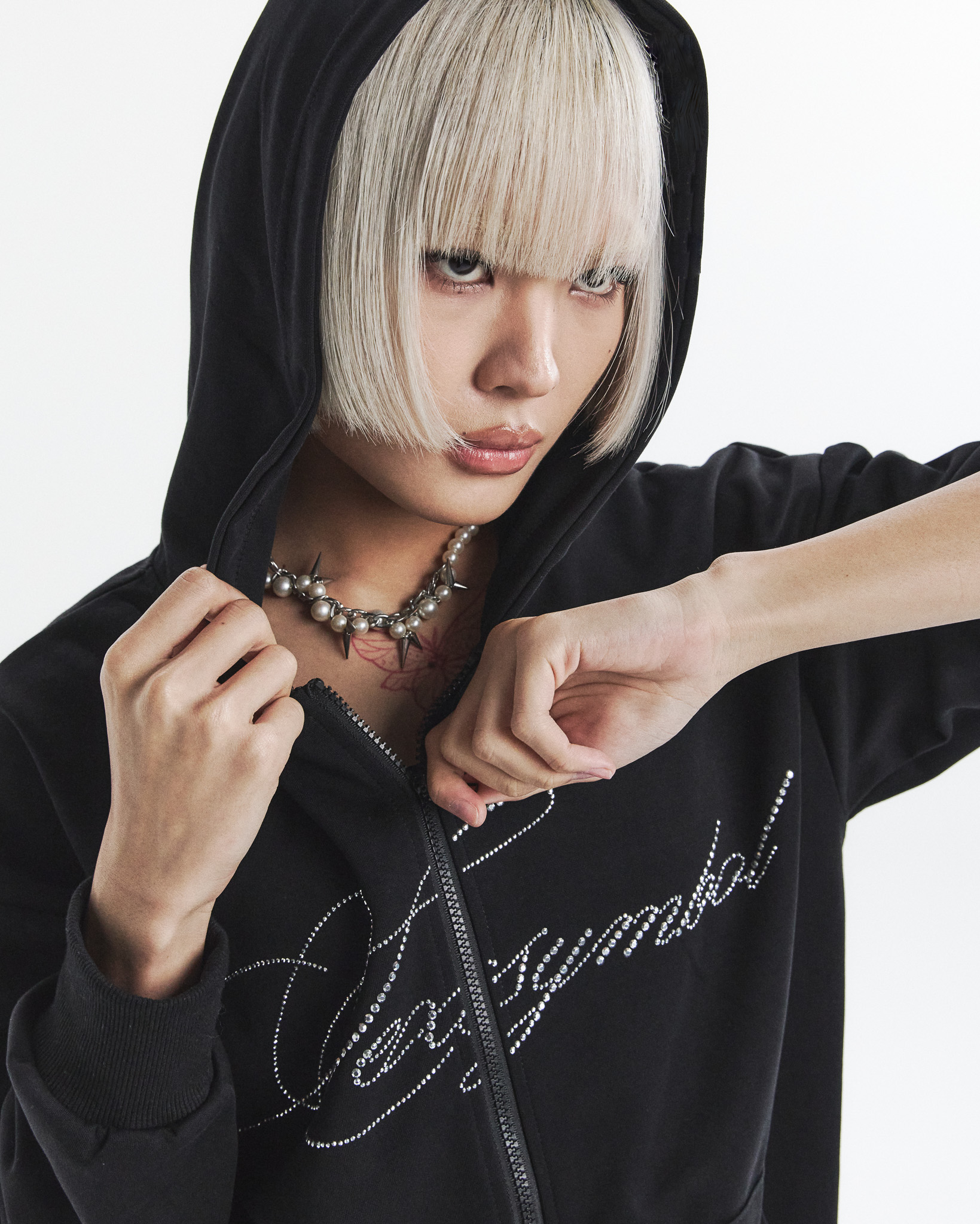 sxx symbol hooded zip-up