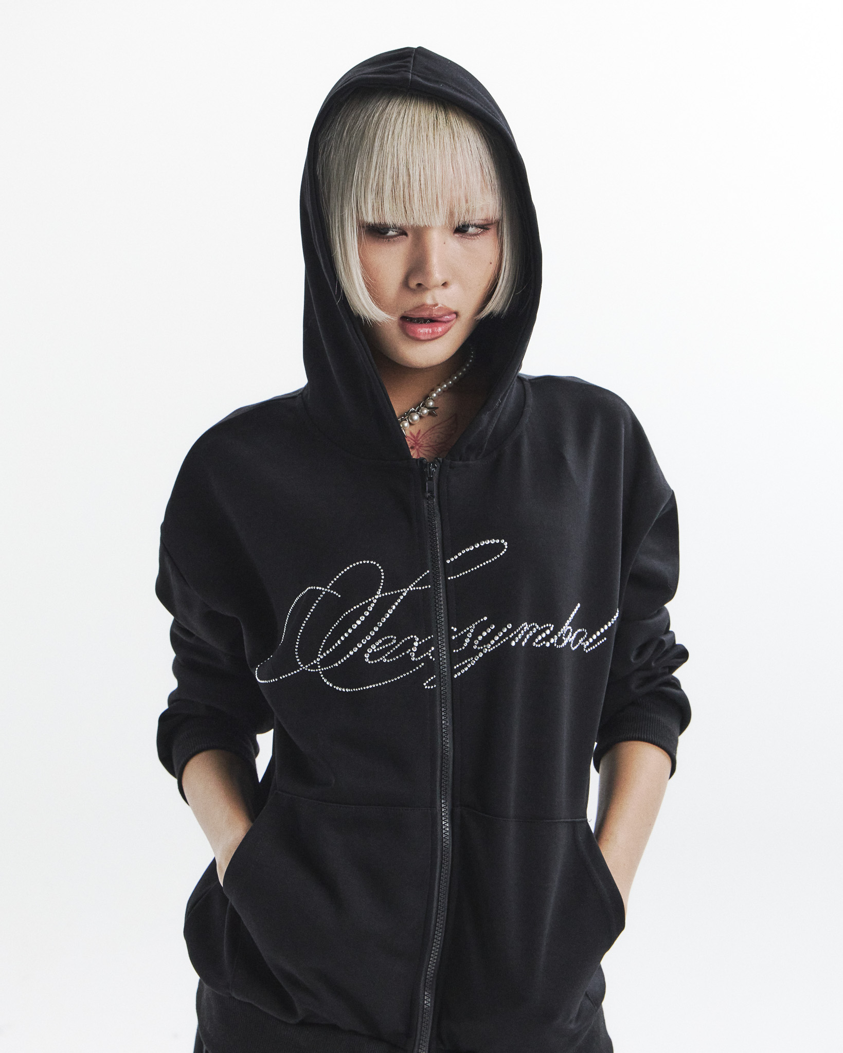 sxx symbol hooded zip-up