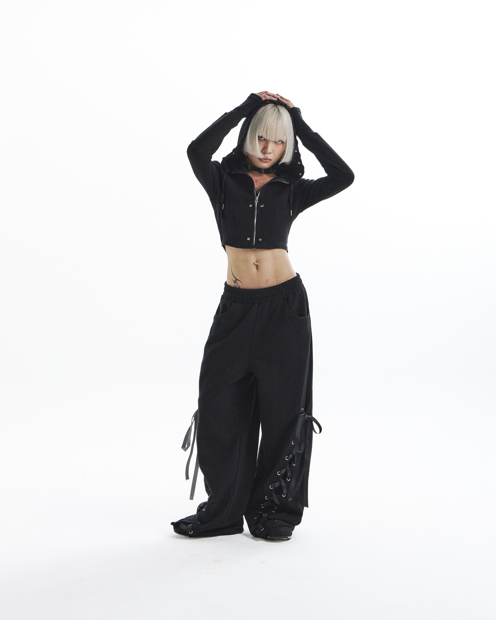 tie me up hoodie zip-up