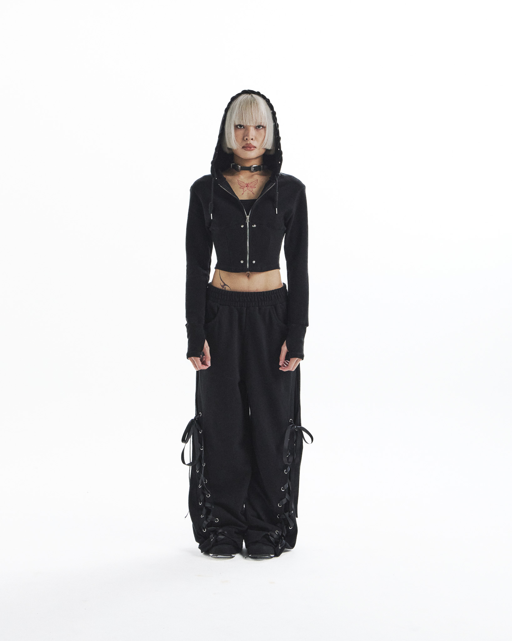 tie me up hoodie zip-up