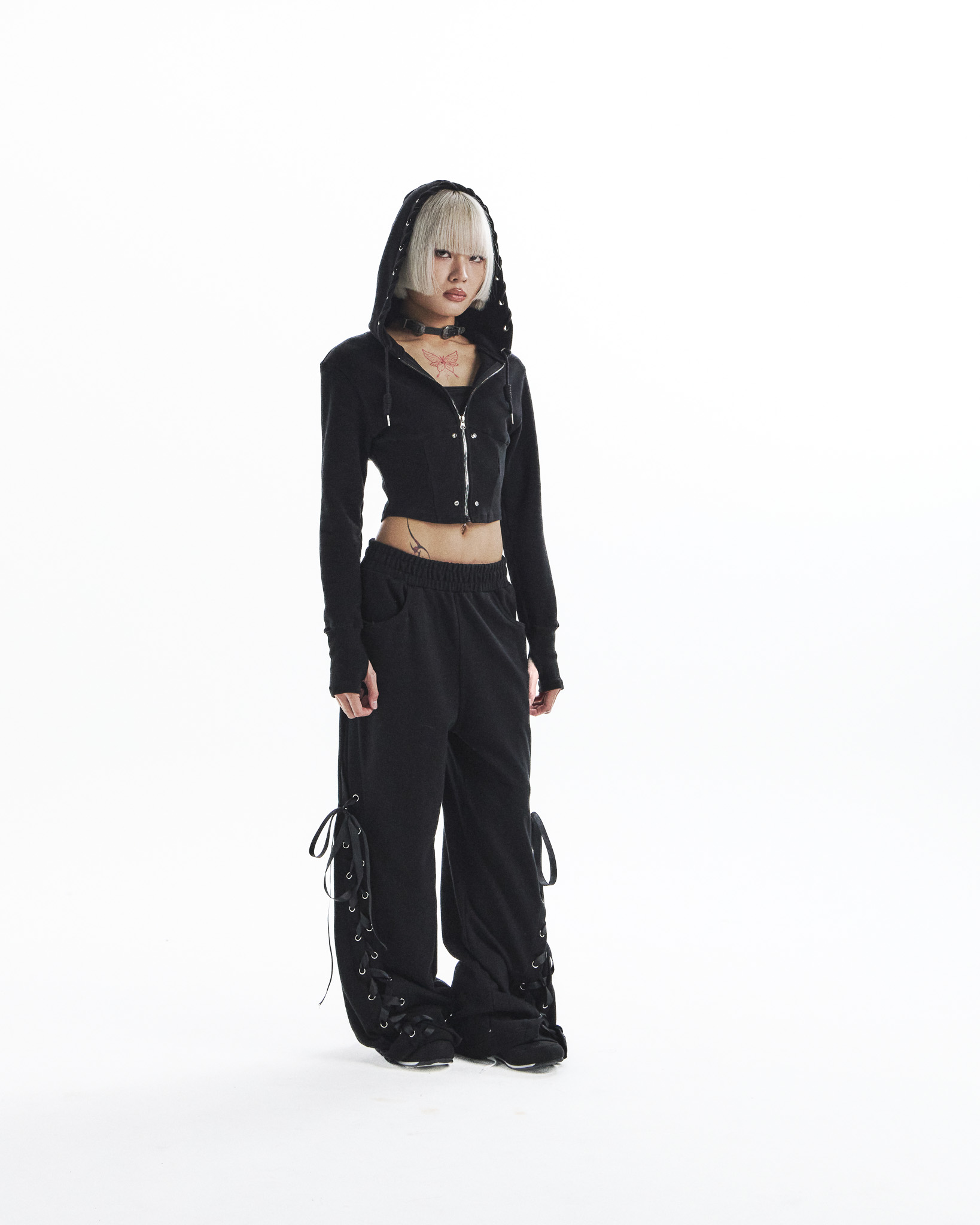tie me up hoodie zip-up