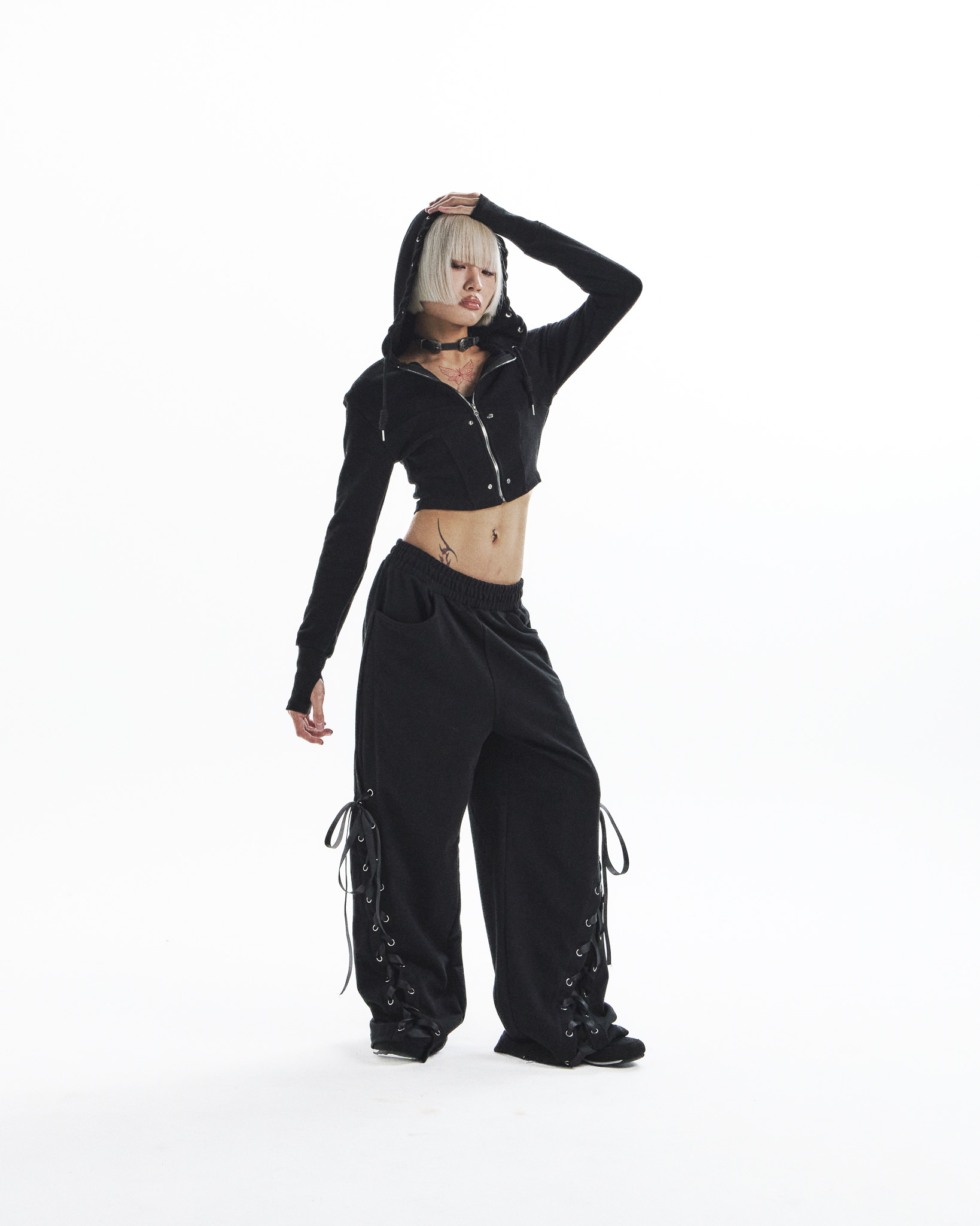 tie me up hoodie zip-up