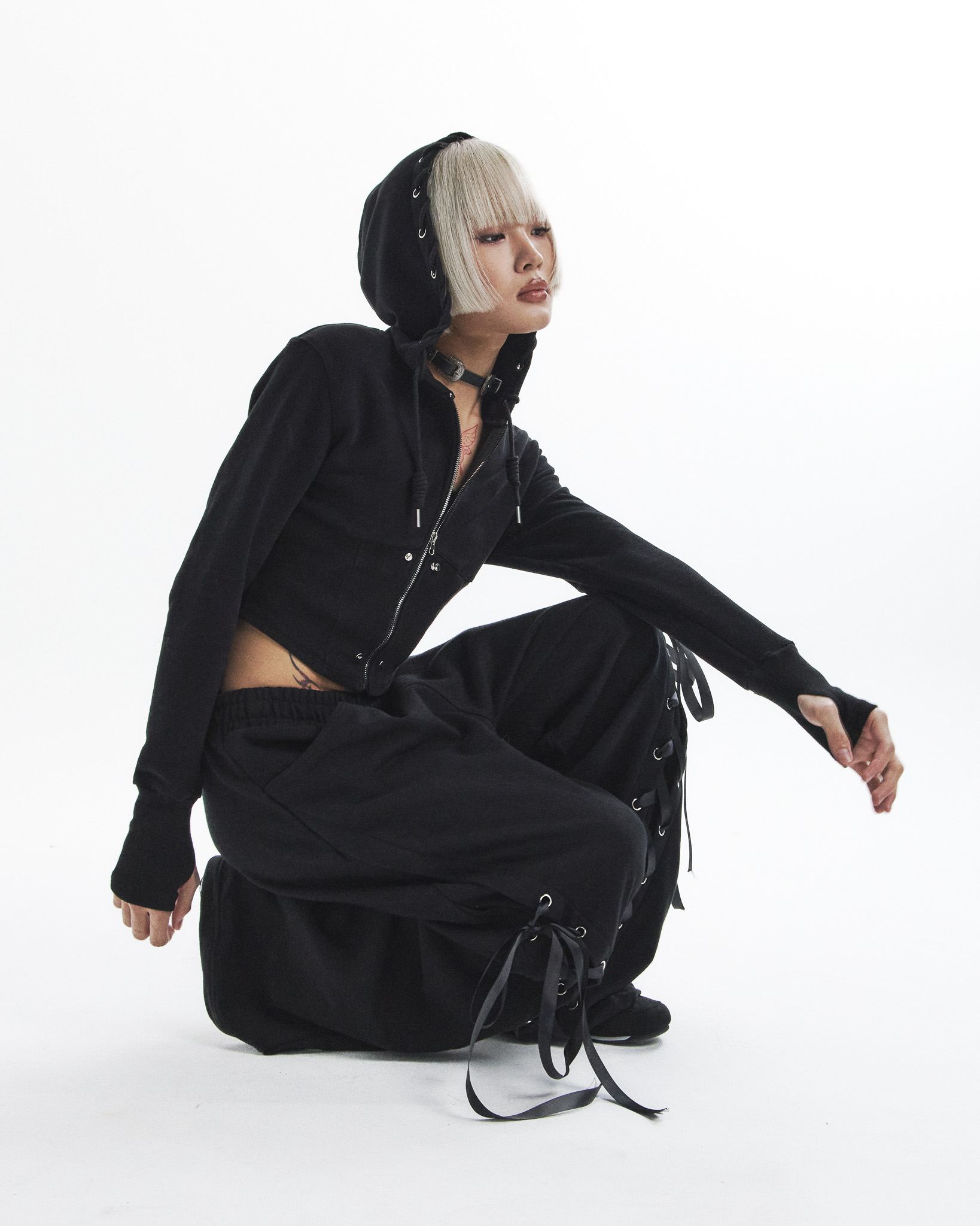 tie me up hoodie zip-up