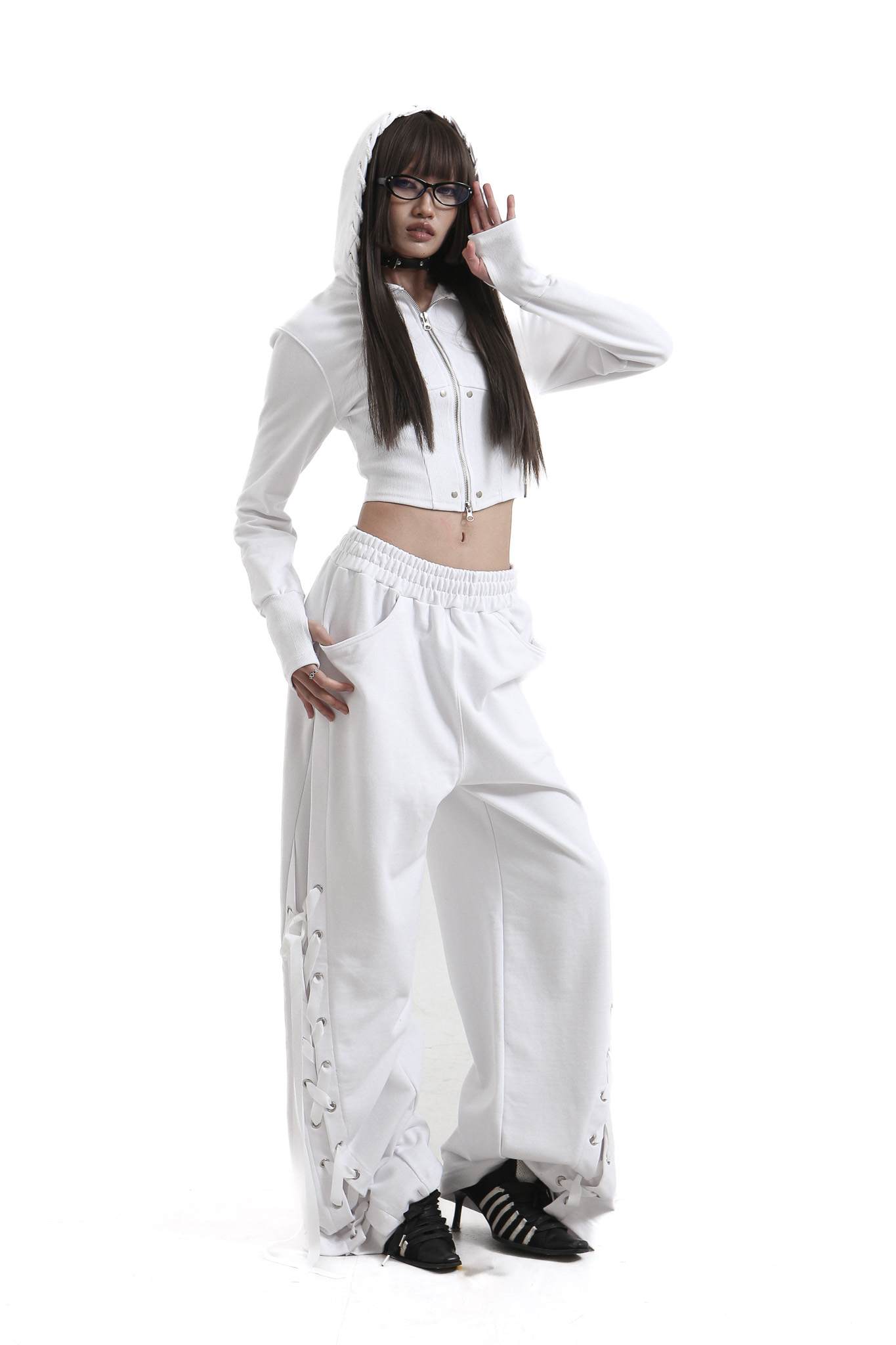 tie me up sweatpants White
