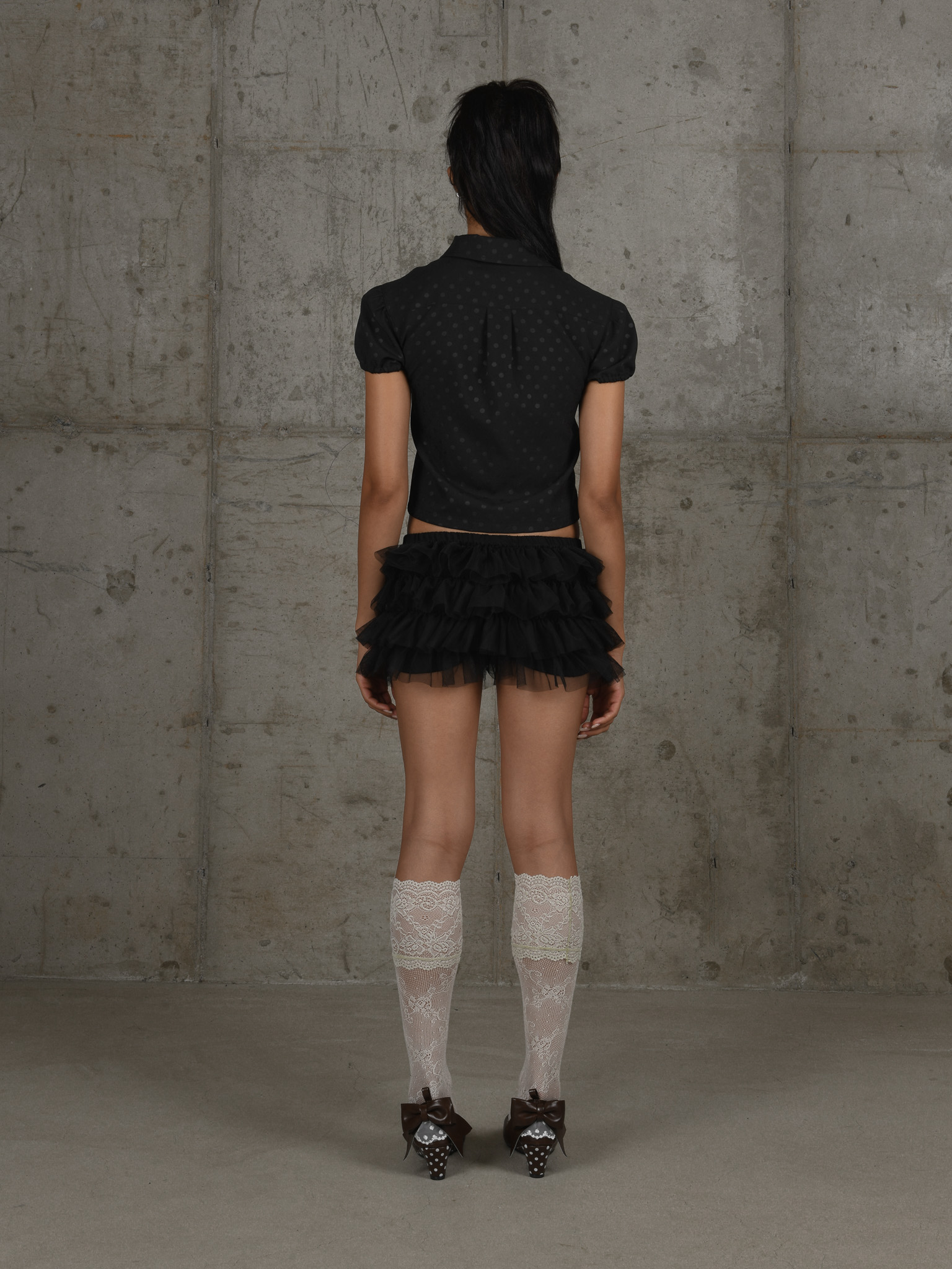 rosalia puff shirt jacket - black (rosette set)