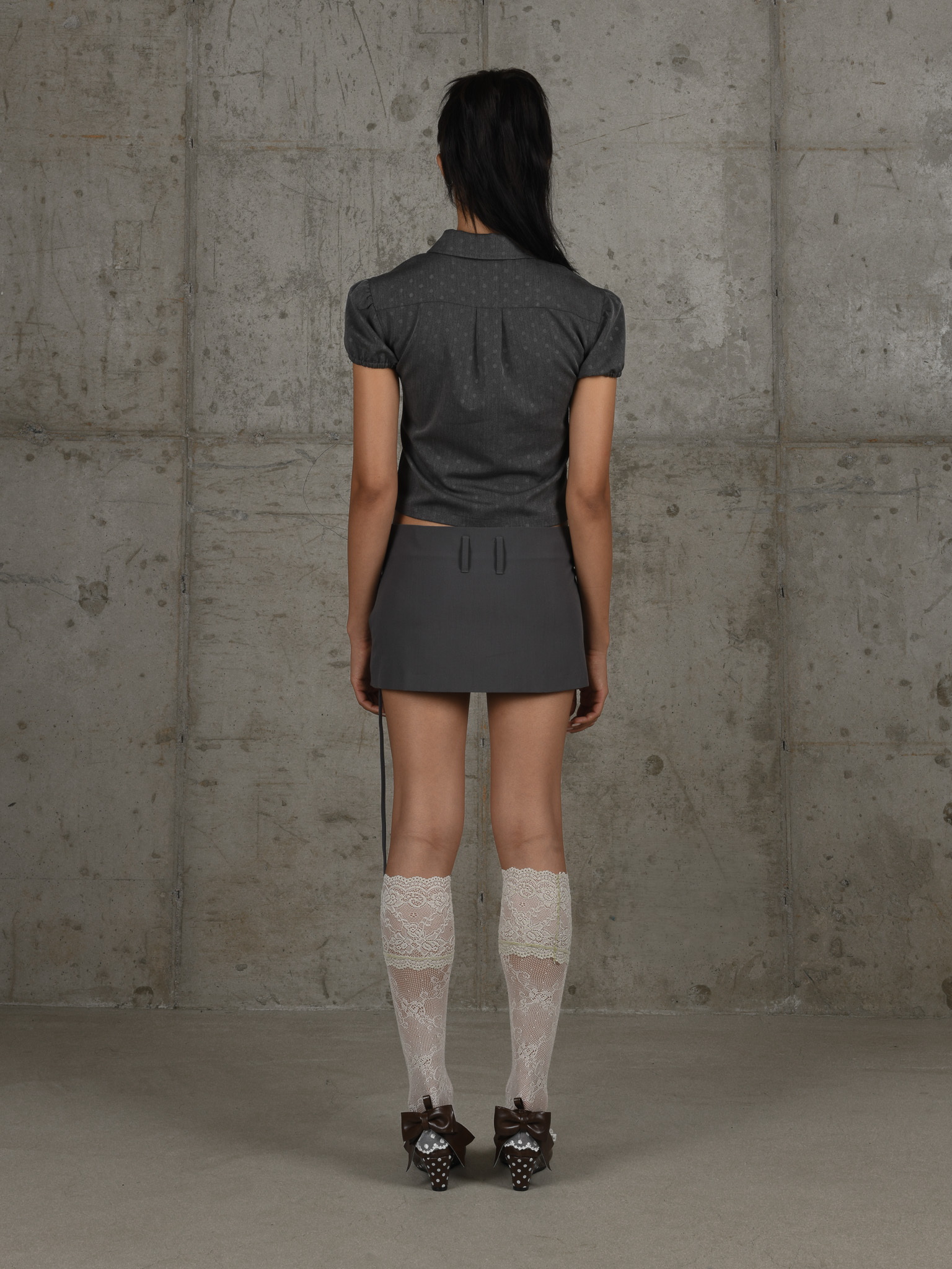 rosalia puff shirt jacket -gray (rosette set)